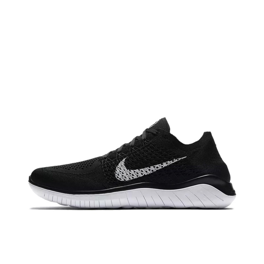 推荐商品：Nike Free RN Flyknit 2018 跑鞋 防滑耐磨舒适轻便网面透气减震回弹赤足感圆头织物低帮 Black White 黑白