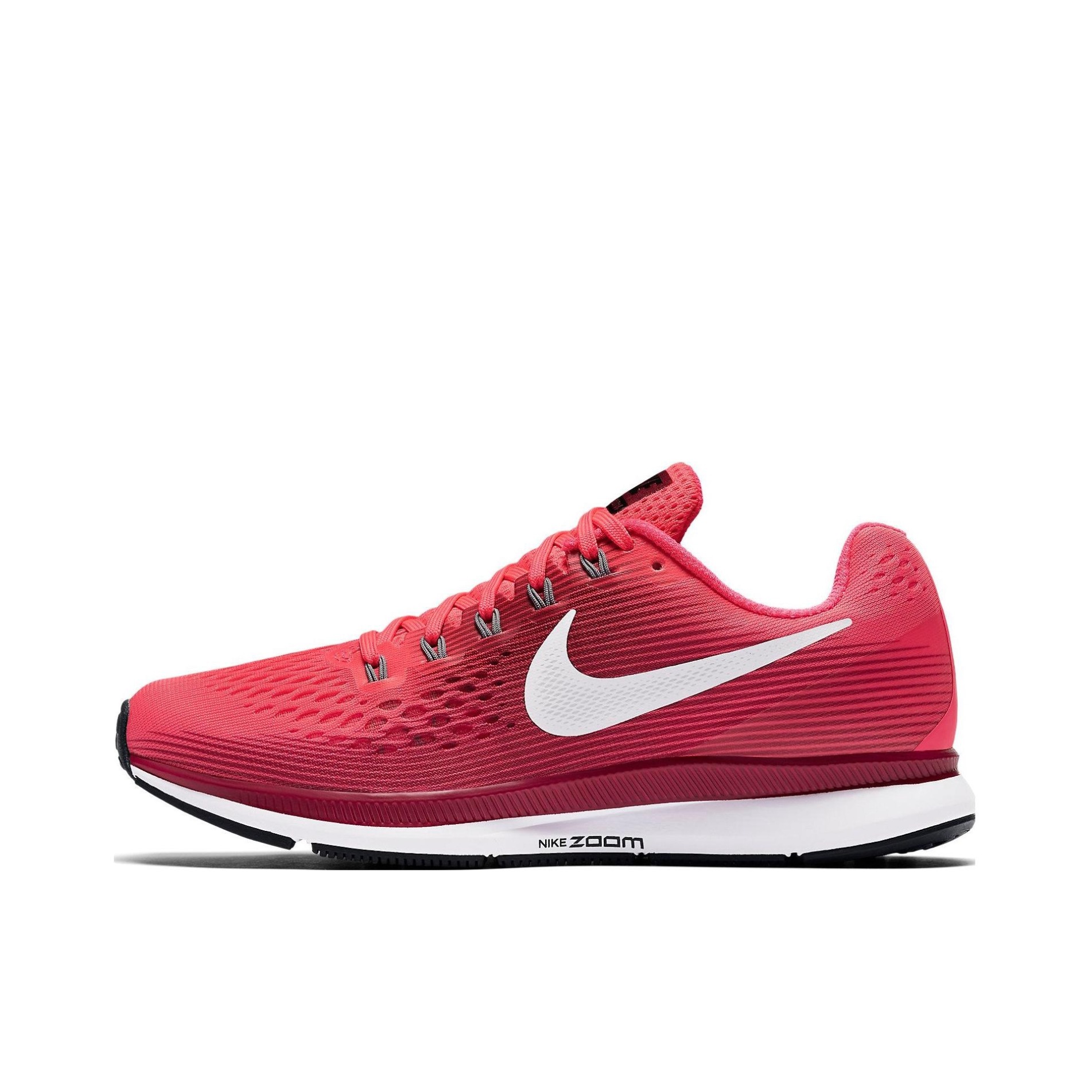 推荐商品：Nike Air Zoom Pegasus 34 跑鞋 时尚百搭网面透气舒适轻便耐磨回弹运动织物低帮马拉松 Racer Pink 红白色