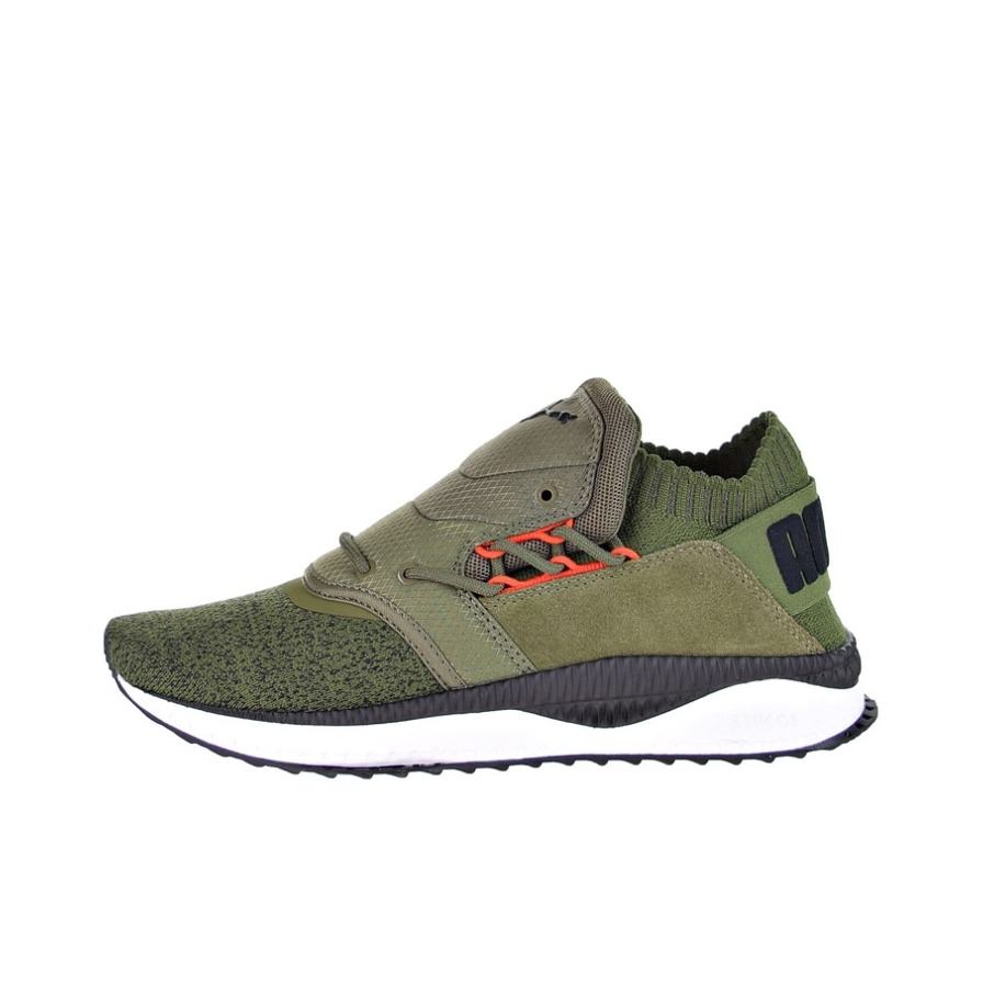 推荐商品：Puma/彪马 Tsugi Shinsei 专业 防滑耐磨 舒适减震 跑鞋 DarkOliveGreen/OrangeRed 绿橙色