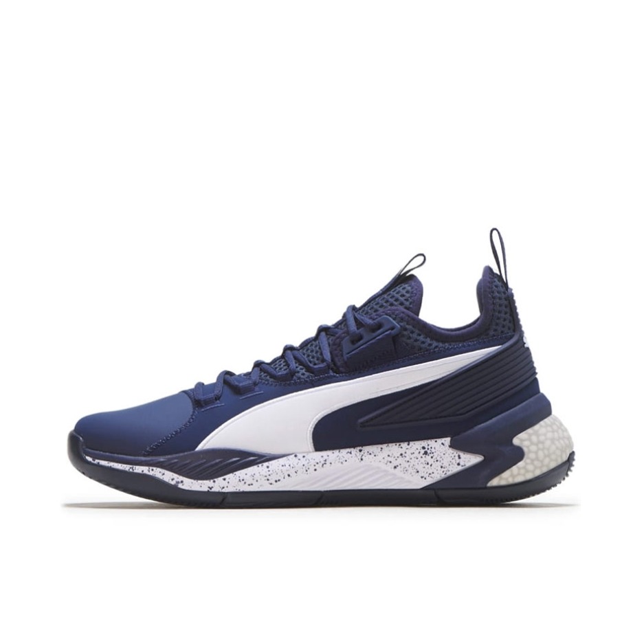 推荐商品：Puma/彪马 Uproar Hybrid Court 防滑耐磨 舒适透气 网布 织物 篮球鞋 Navy/White 藏蓝白