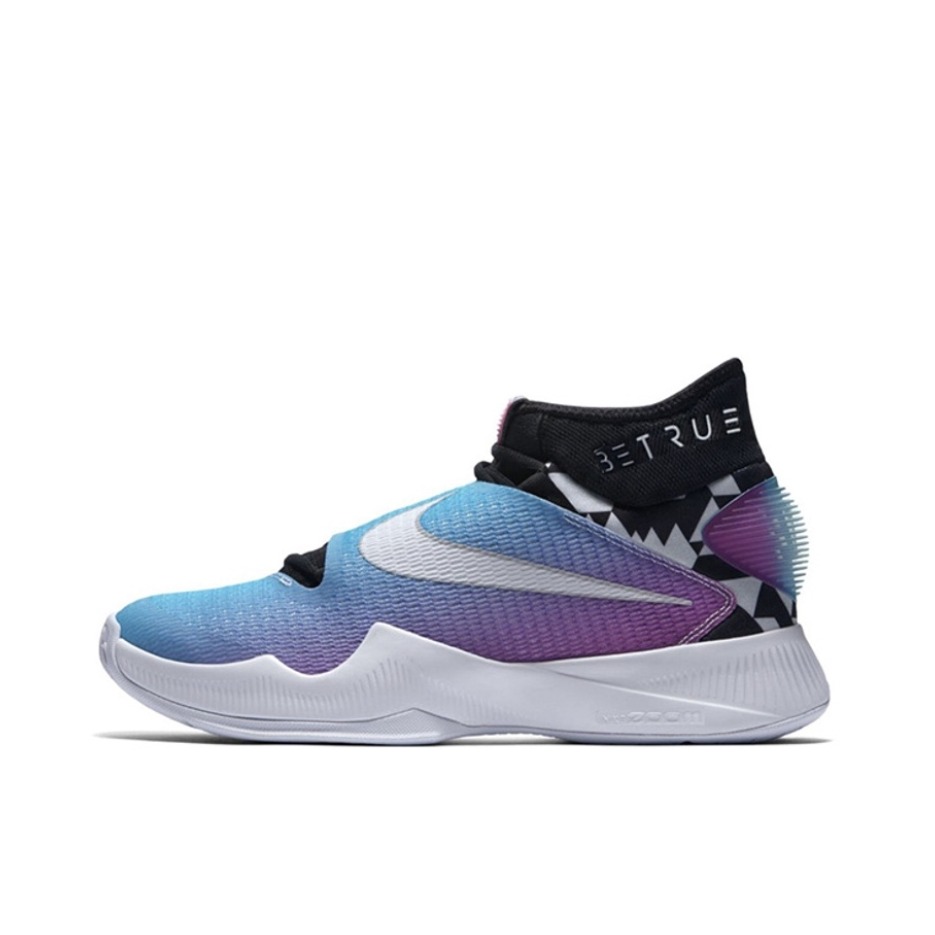 推荐商品：Nike Zoom Hyperrev 2016 复古 防滑耐磨 减震实战 轻便透气 包裹性 舒适百搭 圆头 织物 中帮 篮球鞋 Be True 彩色渐变鸳鸯