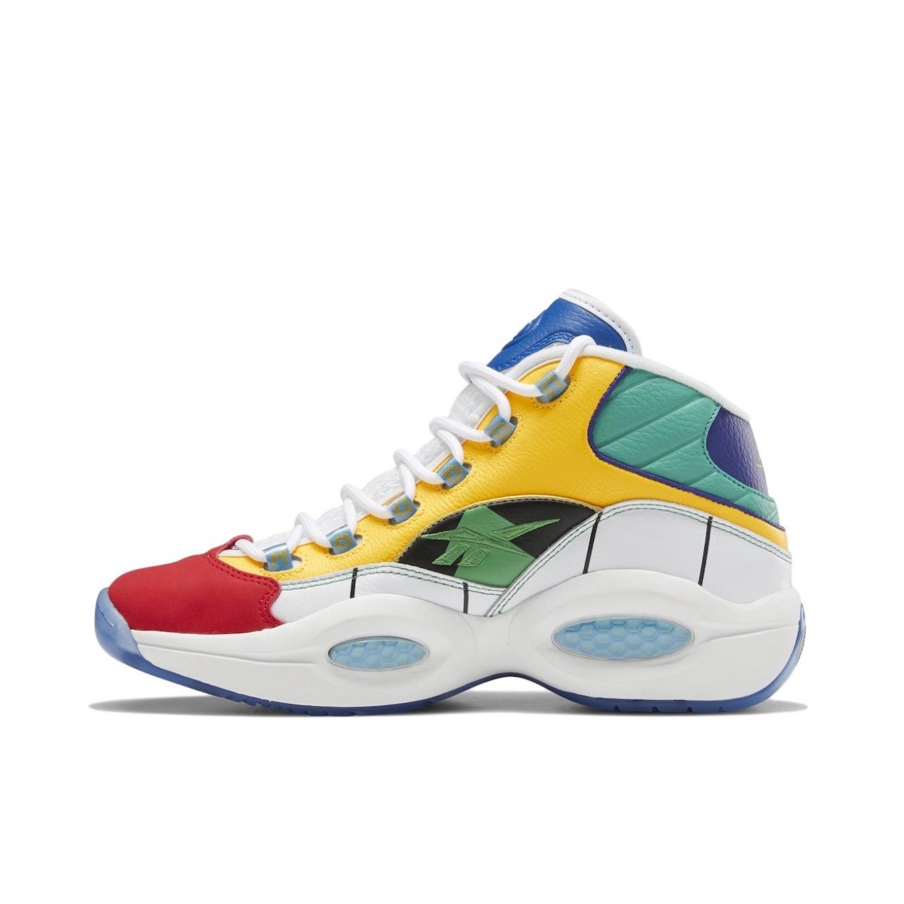 推荐商品：Reebok/锐步 Question 复古 减震 防滑耐磨 实战 透气 运动 包裹性 篮球鞋 Draft Class Concepts联名/白色/黄色/红色