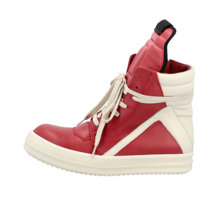 Rick Owens Geobasket 板鞋 简约百搭休闲时尚舒适耐磨牛皮圆头 红色/白色