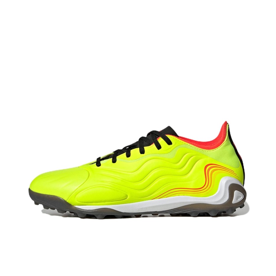 推荐商品：adidas Copa Sense.1 TF 顶级 胶质碎钉 人造草地 训练 防滑 足球鞋 荧光黄