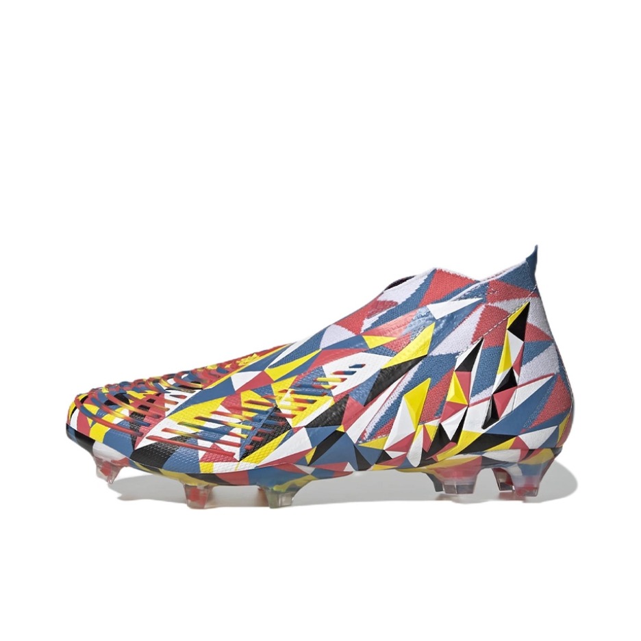 推荐商品：adidas Predator Edge Geometric+ FG 超顶 胶质长钉 硬草地天然草地 防滑耐磨包裹性 足球鞋 彩色
