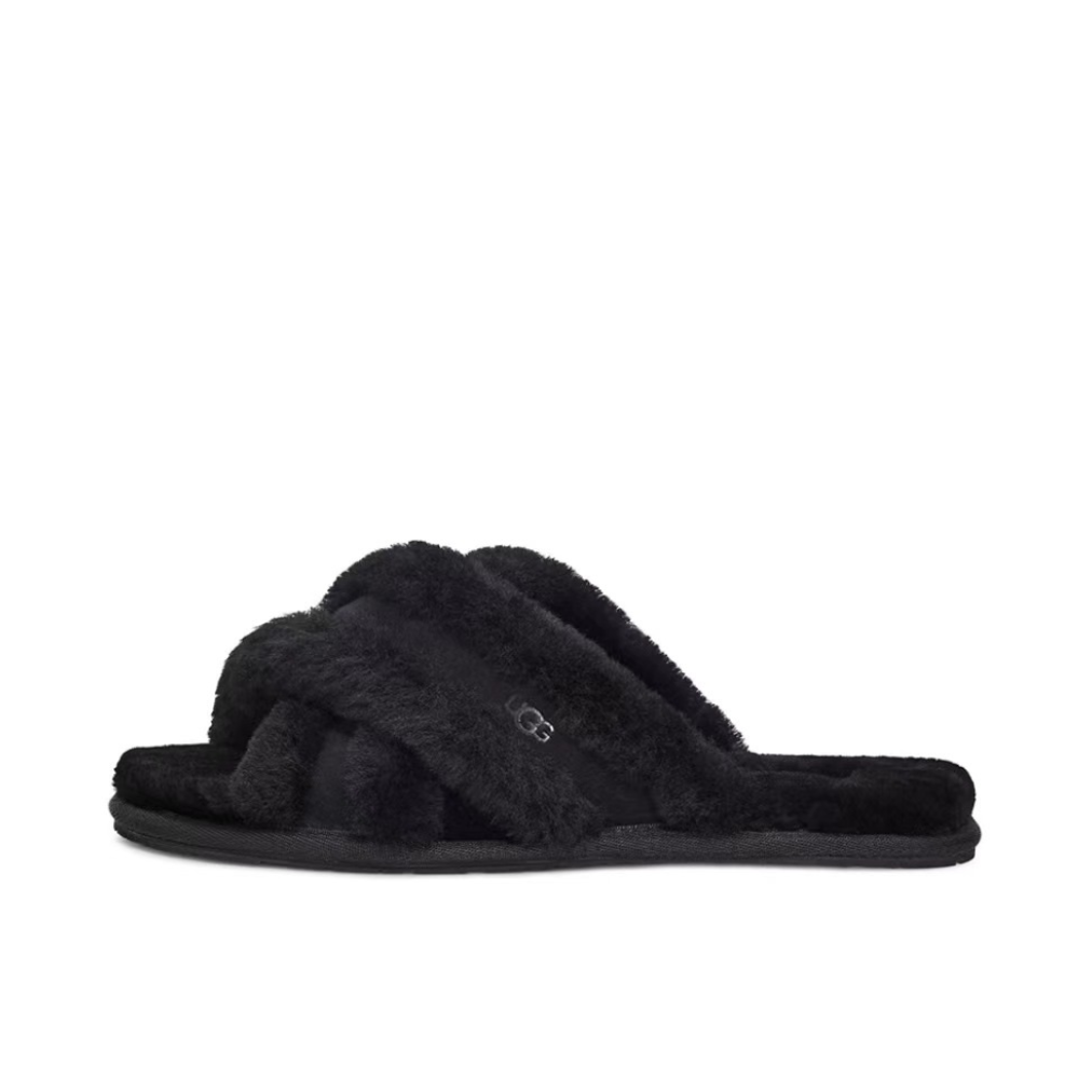 推荐商品：Ugg Scuffita 舒适轻便 简约时尚 潮流休闲露趾一字 拖鞋 黑色