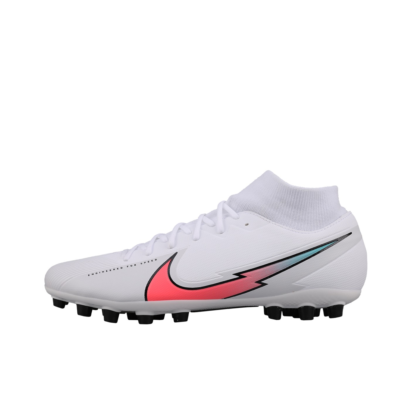 推荐商品：Nike Mercurial Superfly 7 Academy AG 中端 胶质短钉 防滑耐磨 舒适减震 百搭 人工草场 足球鞋 白色/红色