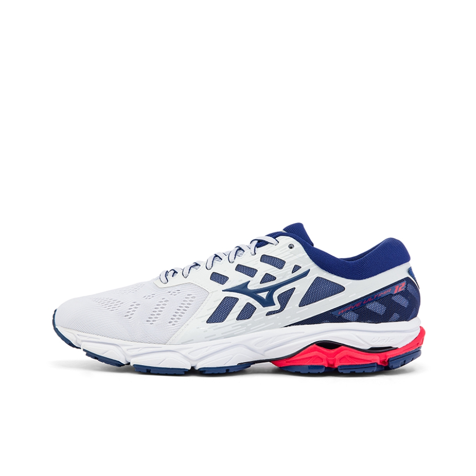 推荐商品：Mizuno/美津浓 Wave Ultima 12 舒适缓震 防滑耐磨 网面透气 运动 合成革 慢跑 跑鞋 白色/蓝色/红色