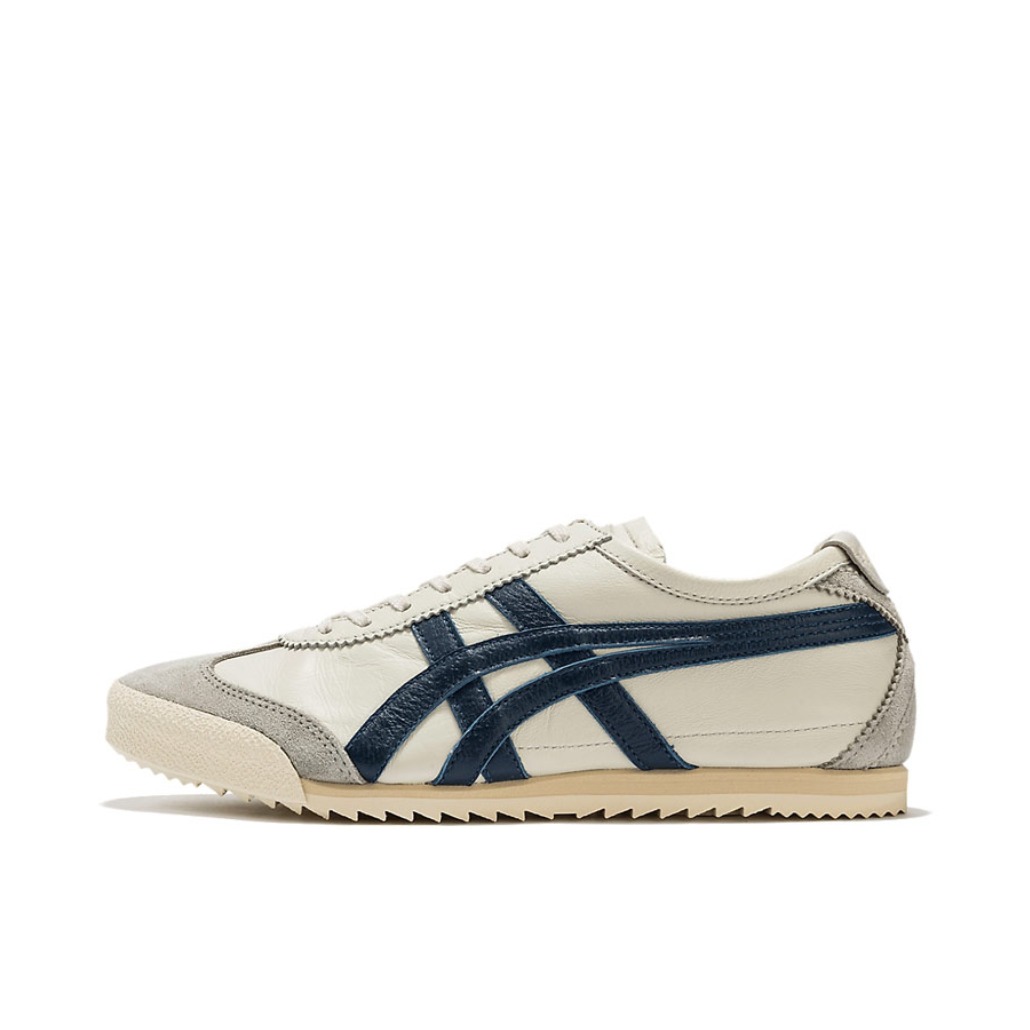 推荐商品：Onitsuka Tiger Mexico 66 Deluxe 轻便透气 舒适减震 防滑耐磨 合成革 复古简约 运动鞋 女款/米白/深蓝