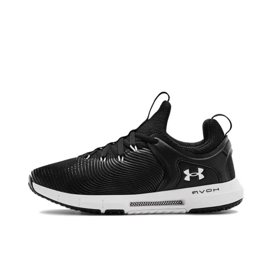 推荐商品：Under Armour/安德玛 HOVR Rise 2 减震透气 织物 轻便舒适 百搭运动 防滑耐磨 锻炼 训练鞋 黑色/白色