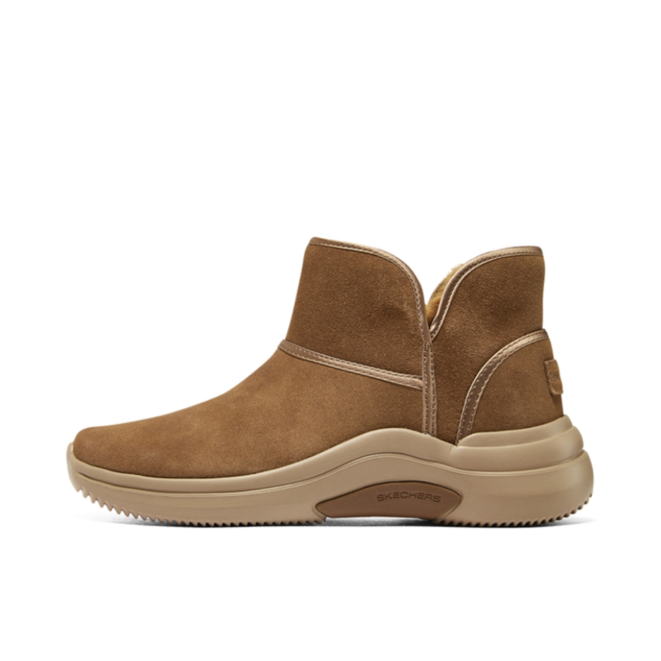 推荐商品：Skechers/斯凯奇 On-The-GO Flex 雪地靴 防寒复古防滑耐磨加绒保暖短筒一脚蹬 棕色