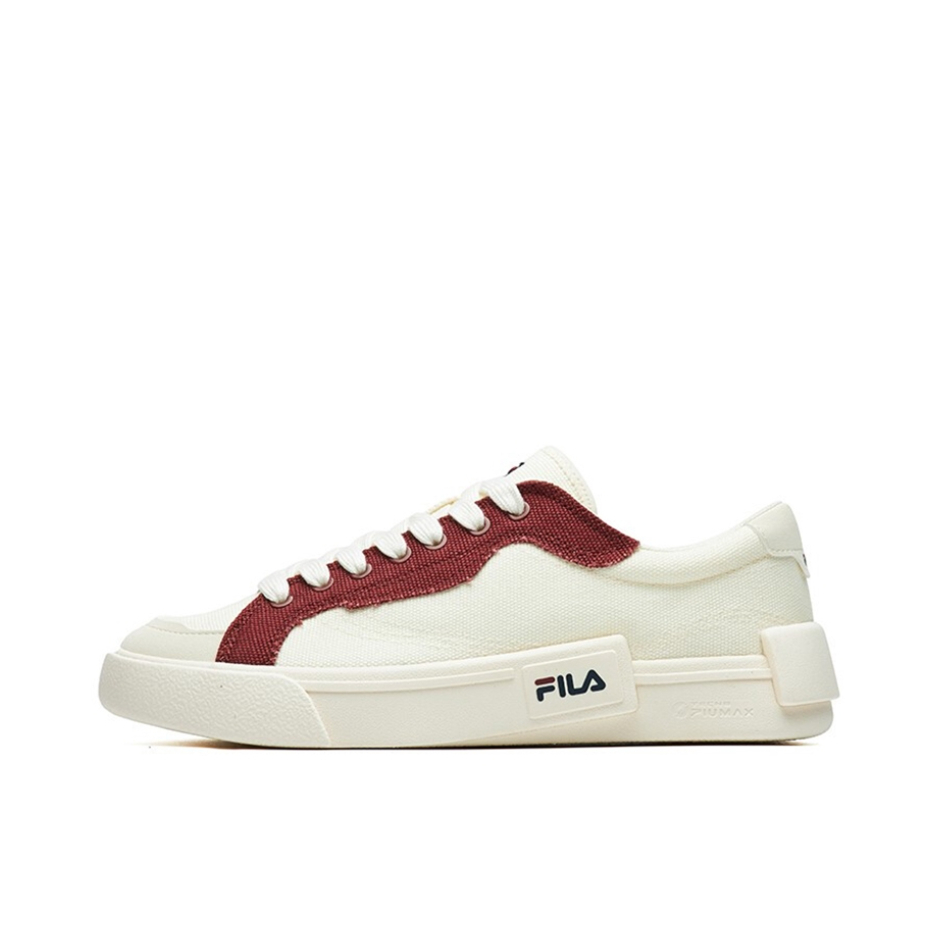 推荐商品：FILA/斐乐 POP 轻质透气 耐磨防滑 街拍潮流时尚 休闲百搭 帆布鞋 女款/奶白/烧砖红