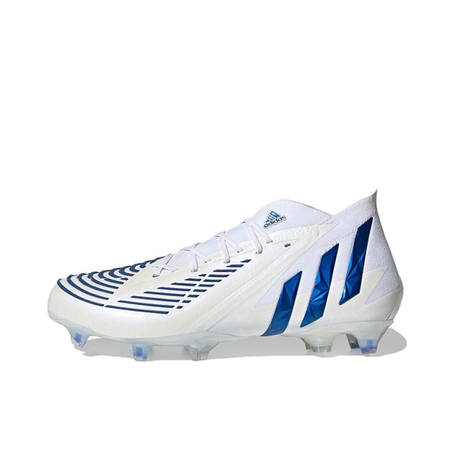 推荐商品：adidas Predator Edge .1 FG 顶级 胶质长钉 硬天然草场 织物 防滑 足球鞋 云白/蓝色