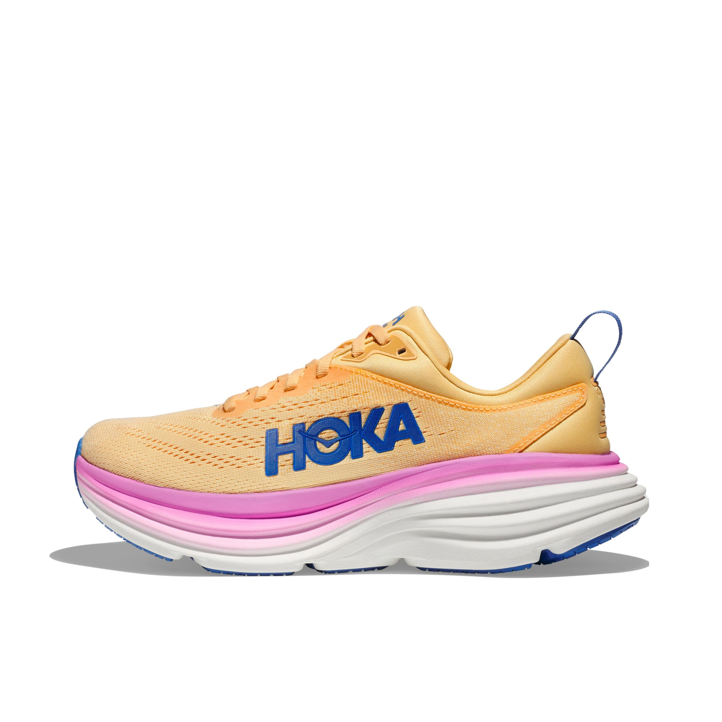 推荐商品：HOKA ONE ONE Bondi 8 邦代8 防滑耐磨 舒适轻便 网面透气 休闲百搭 缓震 跑鞋 粉橘色/仙客来粉