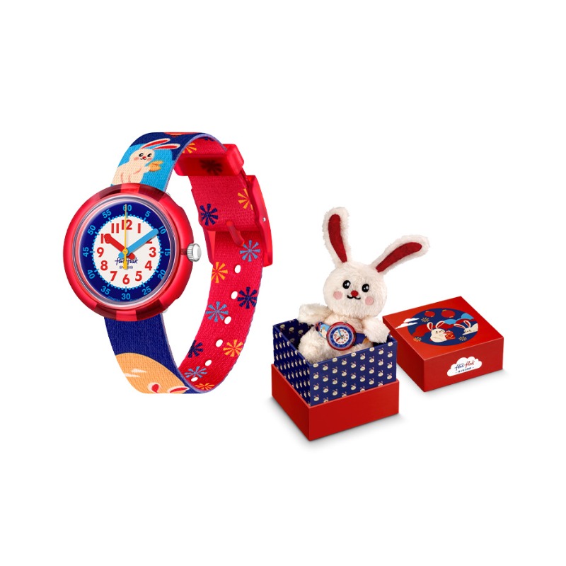 推荐商品：【兔年限定】Flik Flak/飞菲 萌兔迎春石英手表