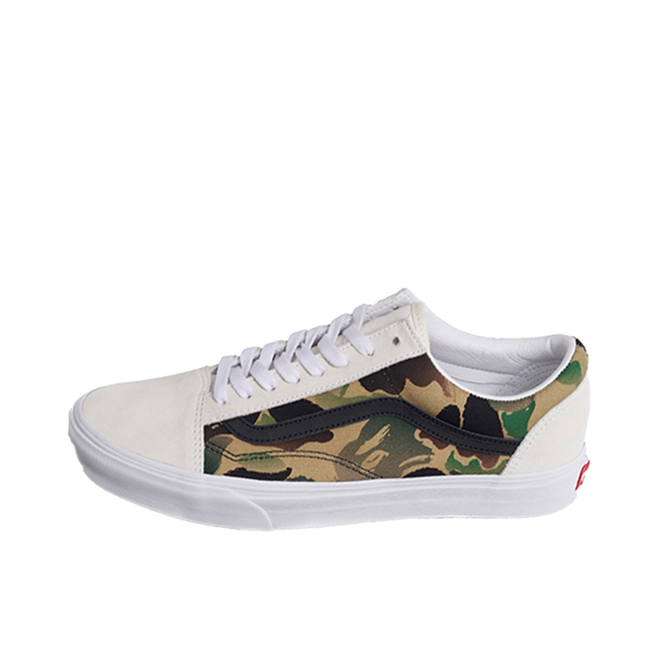 推荐商品：Vans/范斯 Old Skool 滑板鞋 板鞋 轻便防滑复古舒适经典 Bape联名/白色/迷彩色