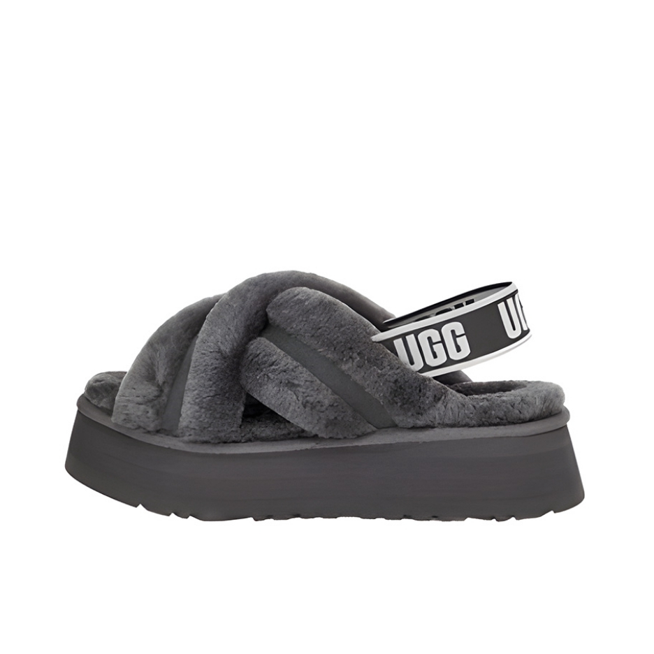 推荐商品：UGG Disco Cross Slide 舒适透气 休闲时尚 一字拖鞋 女款/灰色