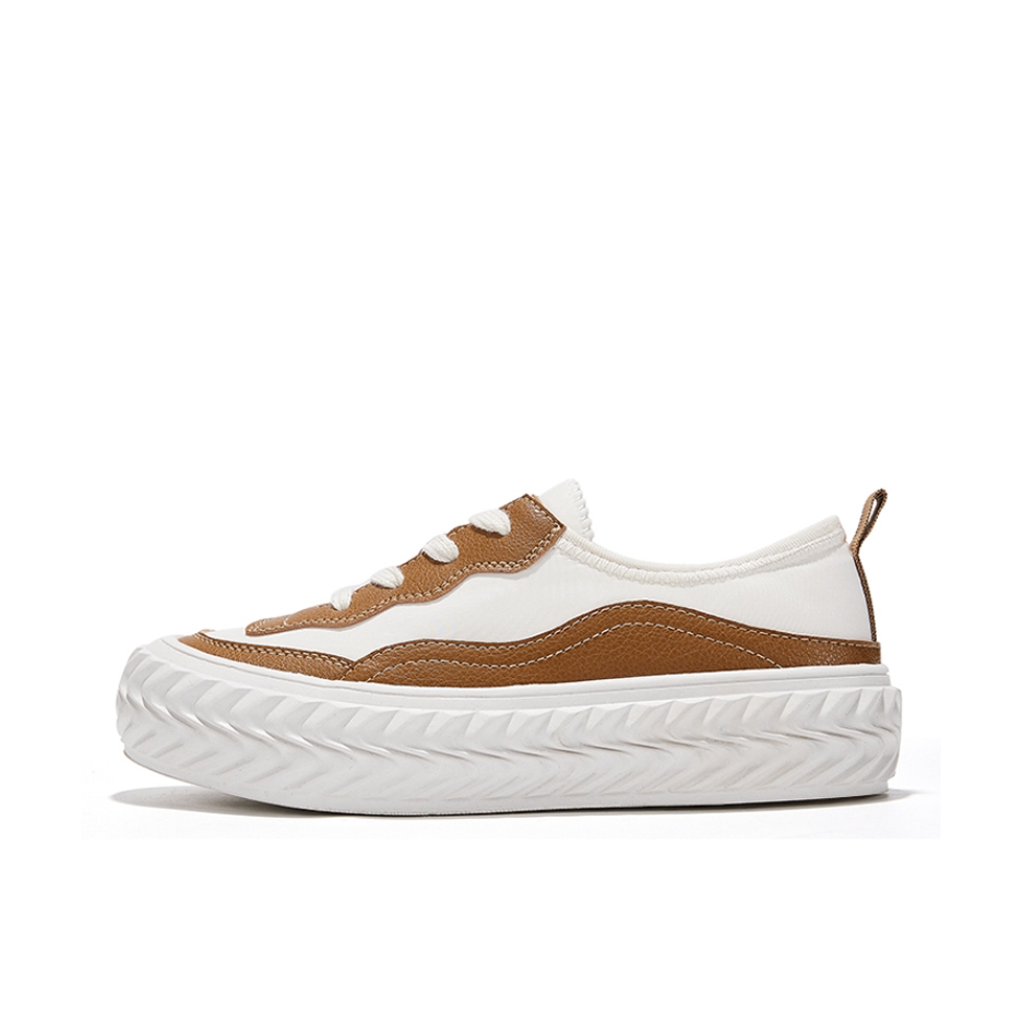 推荐商品：Feiyue/飞跃 潮流百搭 厚底增高 防滑 小众 日系 轮胎底 饼干鞋 板鞋 DF/1-8620 白卡其