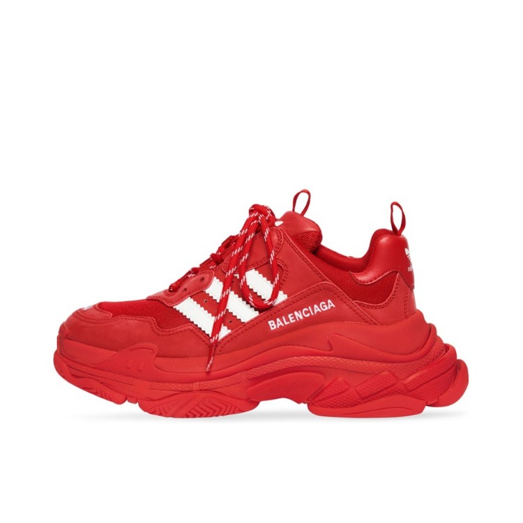 推荐商品：Balenciaga 巴黎世家  Triple S TRIPLE S CLEAR SOLE 复古简约 舒适百搭 防滑耐磨 减震轻便 厚底  圆头  网布  老爹鞋 adidas originals联名/红色/白色