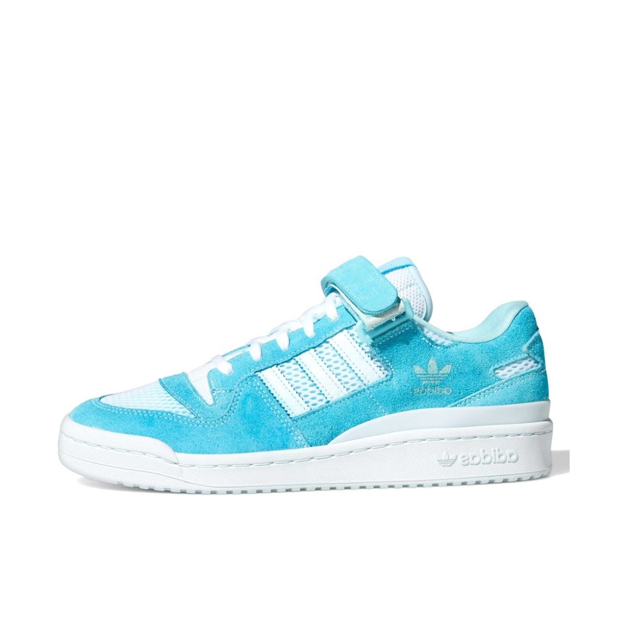 推荐商品：adidas Originals Forum 板鞋 轻便复古防滑时尚魔术贴篮球风薄底包裹性 低帮/冰蓝/白色