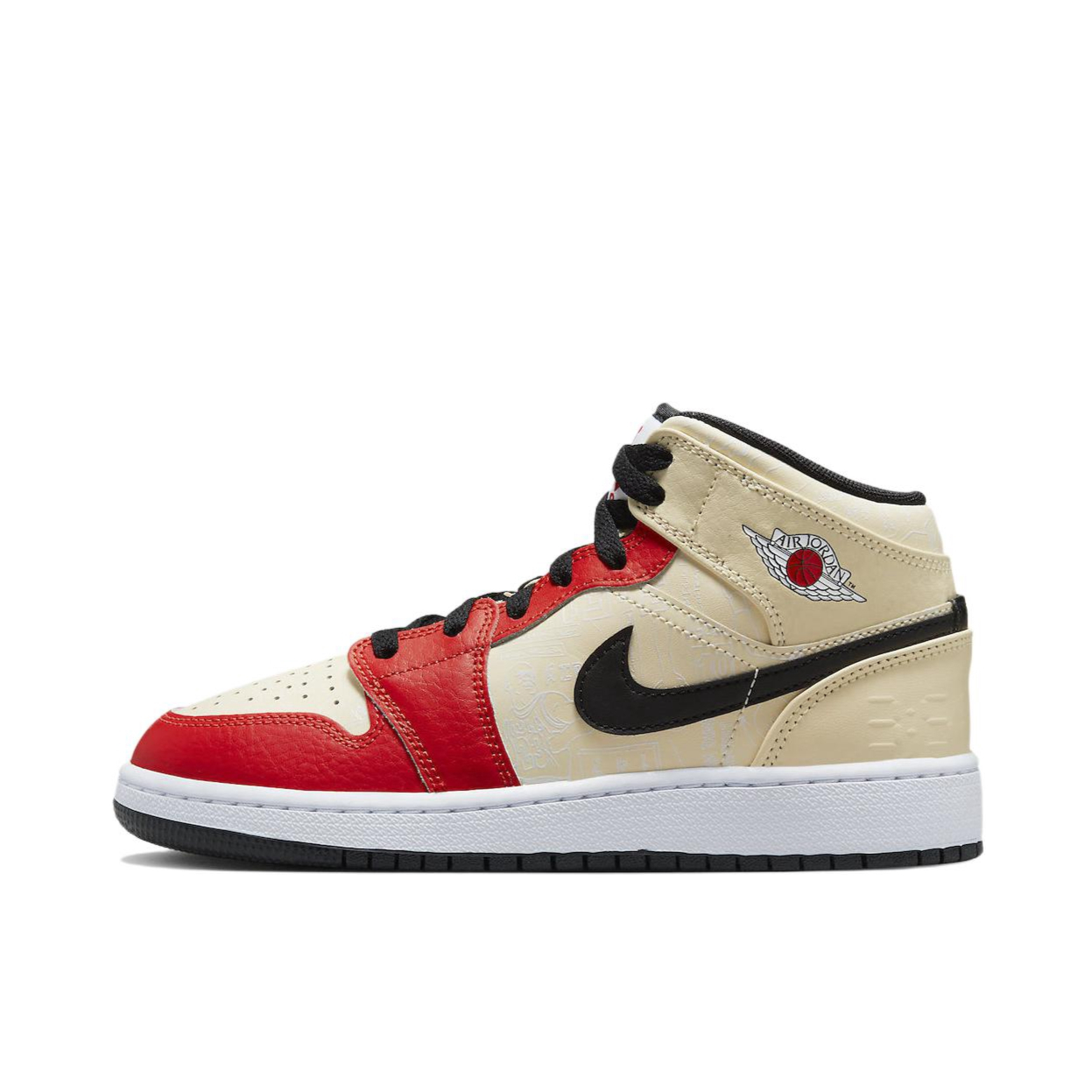 推荐商品：Air Jordan 1 板鞋 运动休闲鞋 复古潮流支撑合成革 Dunk Contest GS/中帮/米白/红色/黑色