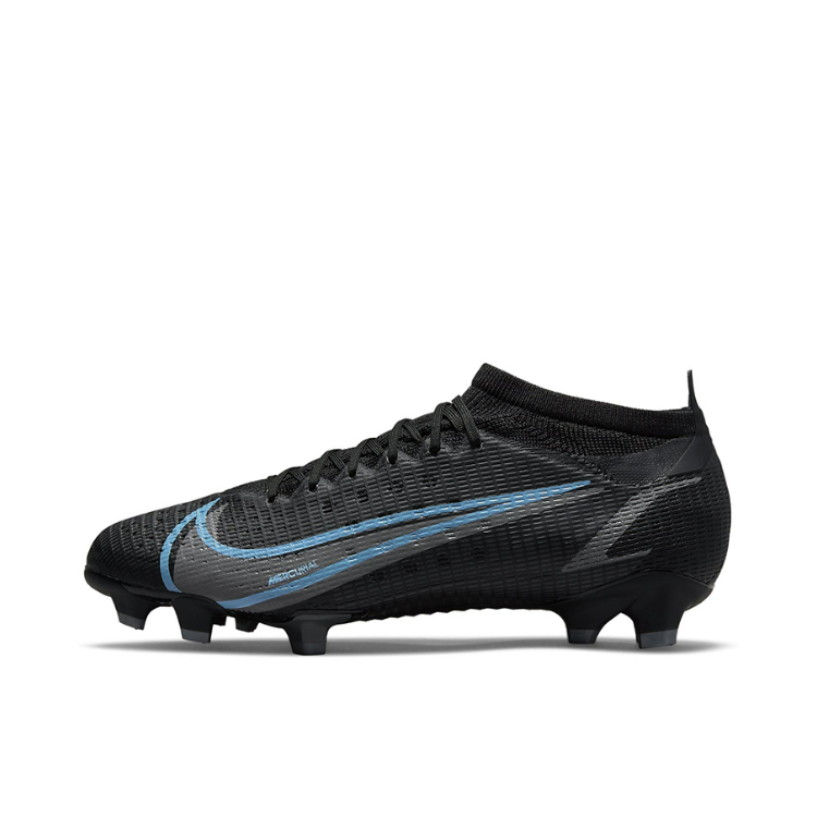推荐商品：Nike Mercurial Vapor 14 Pro FG 次顶级 胶质长钉 硬草地天然草地 减震防滑耐磨 足球鞋 黑色/蓝色