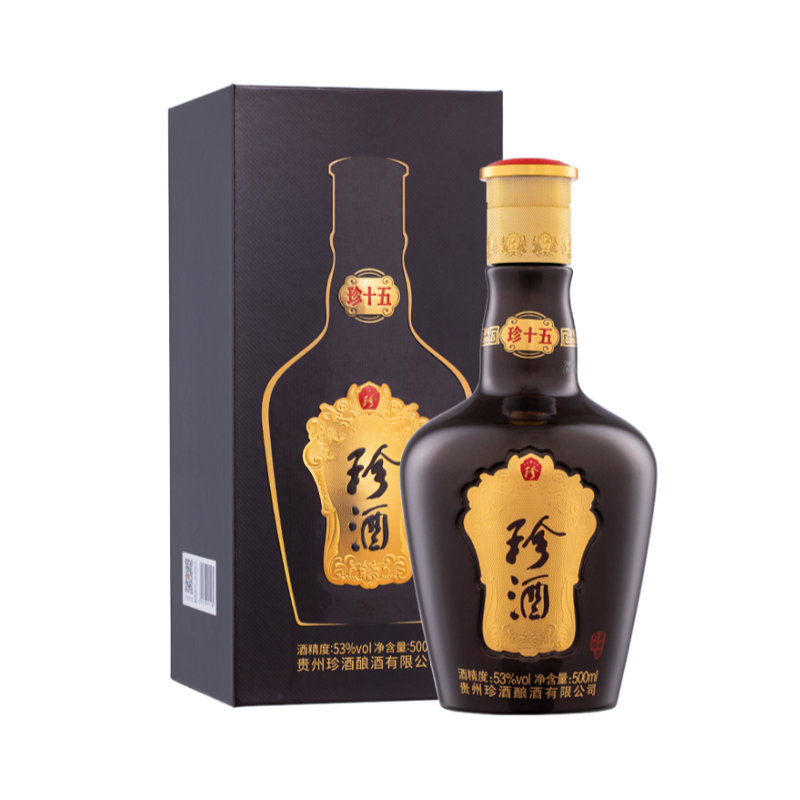 推荐商品：珍酒 珍十五 第三代 500ml 53度 白酒 盒装 大曲坤沙高度中秋送礼宴请酱香型自饮品鉴纯粮食
