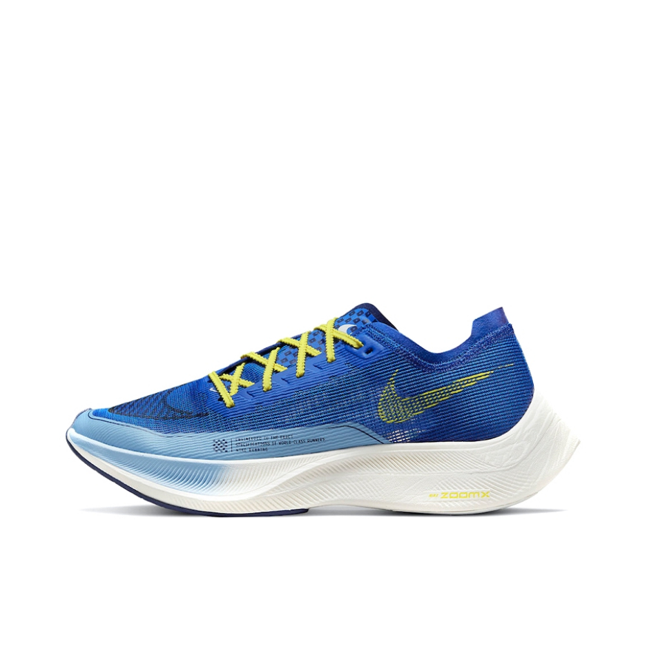 推荐商品：Nike ZoomX VaporFly NEXT% 2 跑鞋 全掌碳板舒适支撑防滑耐磨减震透气织物泡棉包裹性回弹长跑 蓝色