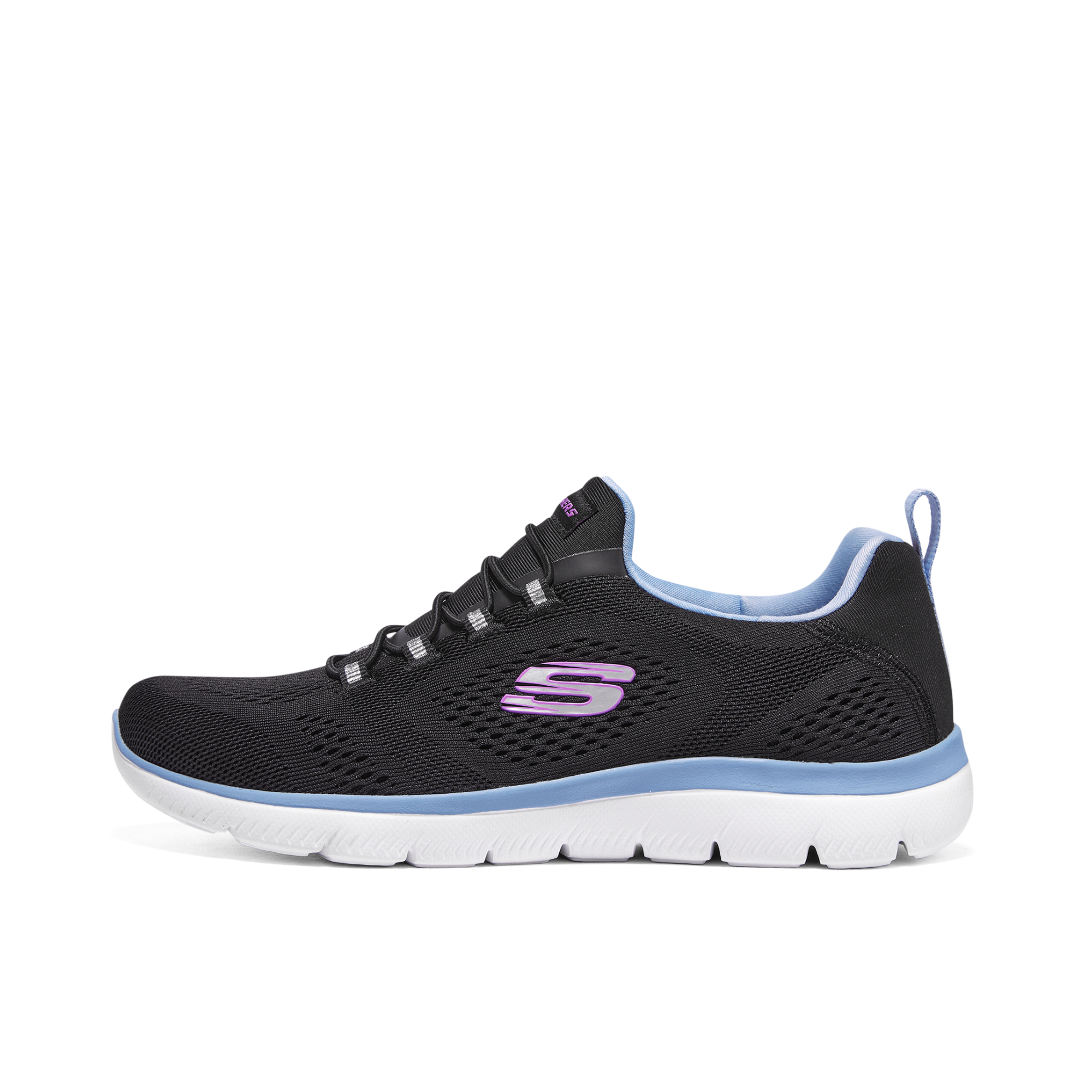 推荐商品：Skechers/斯凯奇 Summits 防滑耐磨 舒适轻便 减震软底 网面透气 百搭 一脚蹬 运动休闲鞋 女款/黑色/蓝色/白色
