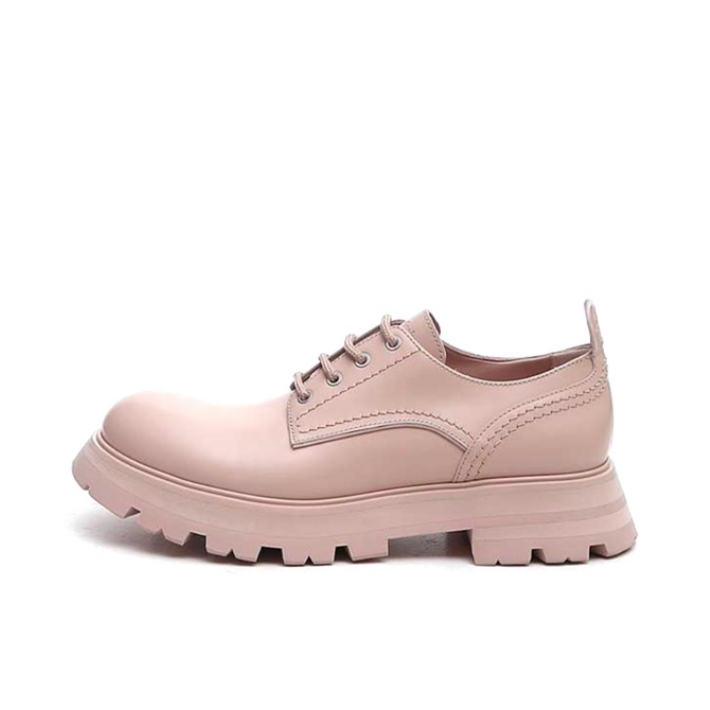 推荐商品：Alexander McQueen/亚历山大麦昆 Wander系列 皮革系带 舒适潮流 百搭 德比鞋 粉色