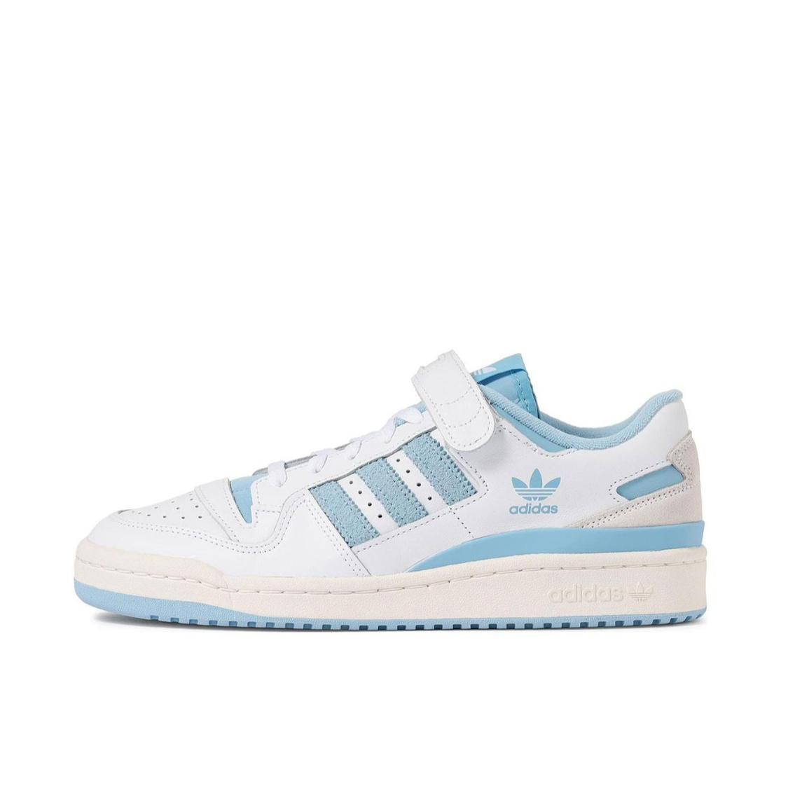 推荐商品：adidas Originals Forum 板鞋 轻便复古防滑时尚魔术贴篮球风薄底包裹性 白色/浅蓝