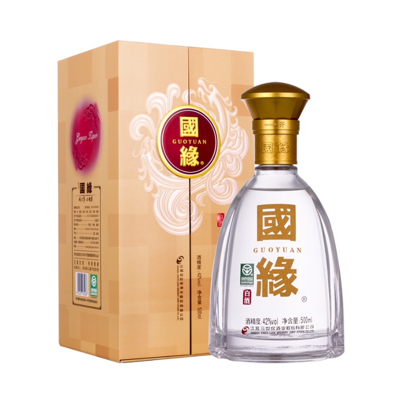 推荐商品：今世缘 国缘对开 42度 浓香型 白酒 盒装 宴请宴会纯粮食婚宴赠礼聚会醇厚型柔雅型