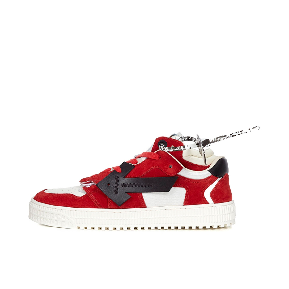 推荐商品：OFF-WHITE Off-Court 3.0 时尚潮流 皮革圆头 平底 防滑耐磨 轻便透气 拼接 牛皮 运动休闲鞋 黑色/红色