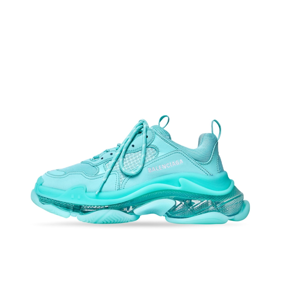 推荐商品：Balenciaga 巴黎世家  Triple S TRIPLE S CLEAR SOLE 复古简约 舒适百搭 防滑耐磨 减震轻便 厚底  圆头  网布  老爹鞋 清新绿