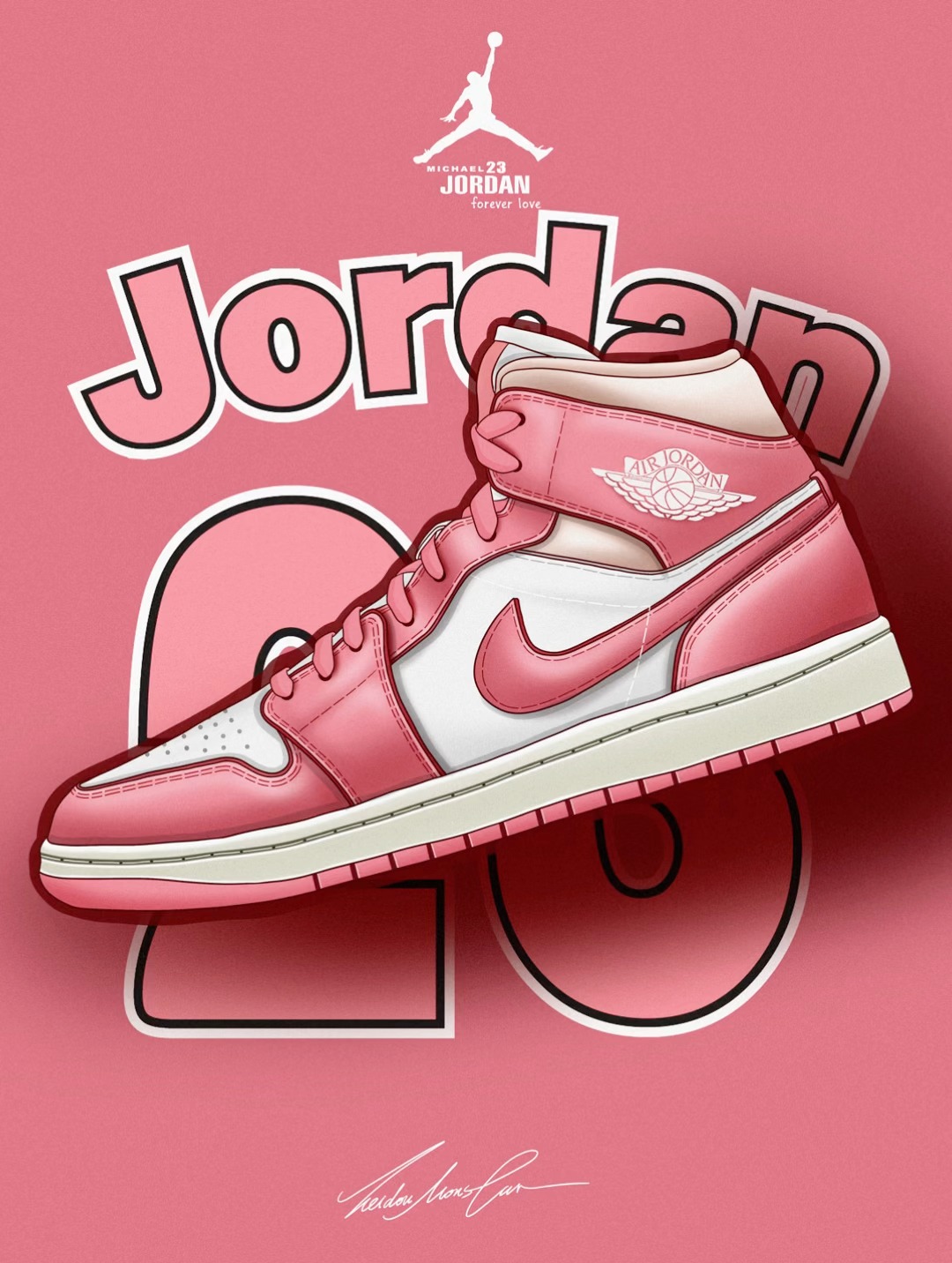 把喜欢的鞋都画下来/AJ1 mid 白粉