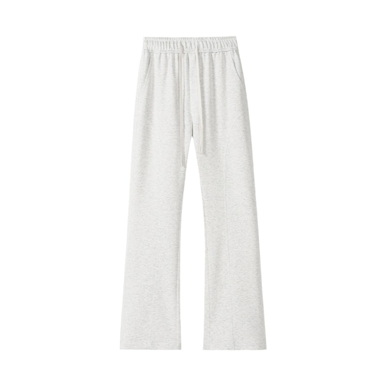 推荐商品：PDKN  美式热销弯刀前刺切斜拼接设计直筒显瘦微喇阔腿运动长裤 PDKN2303HK25624 浅灰