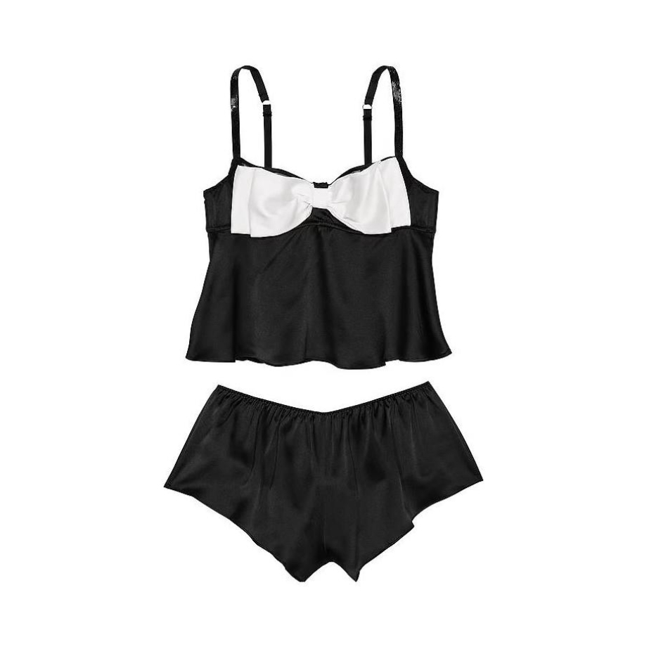 推荐商品：Victoria's Secret/维多利亚的秘密 蝴蝶结性感无袖中腰情趣睡衣 女装 11229923 黑