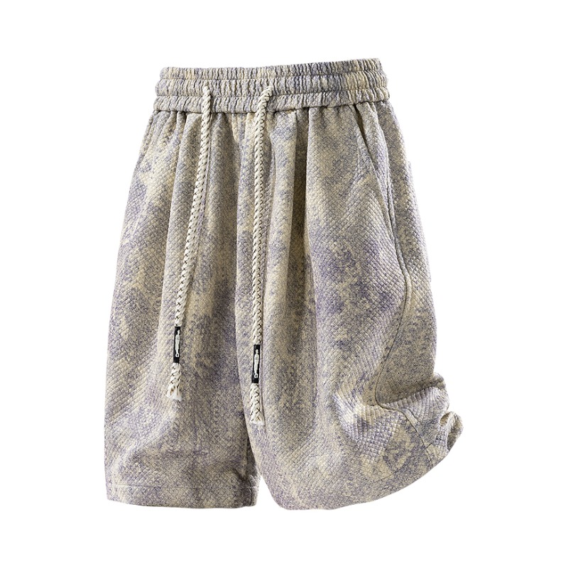 推荐商品：BEENSUDI 美式提花扎染五分休闲短裤 杏灰