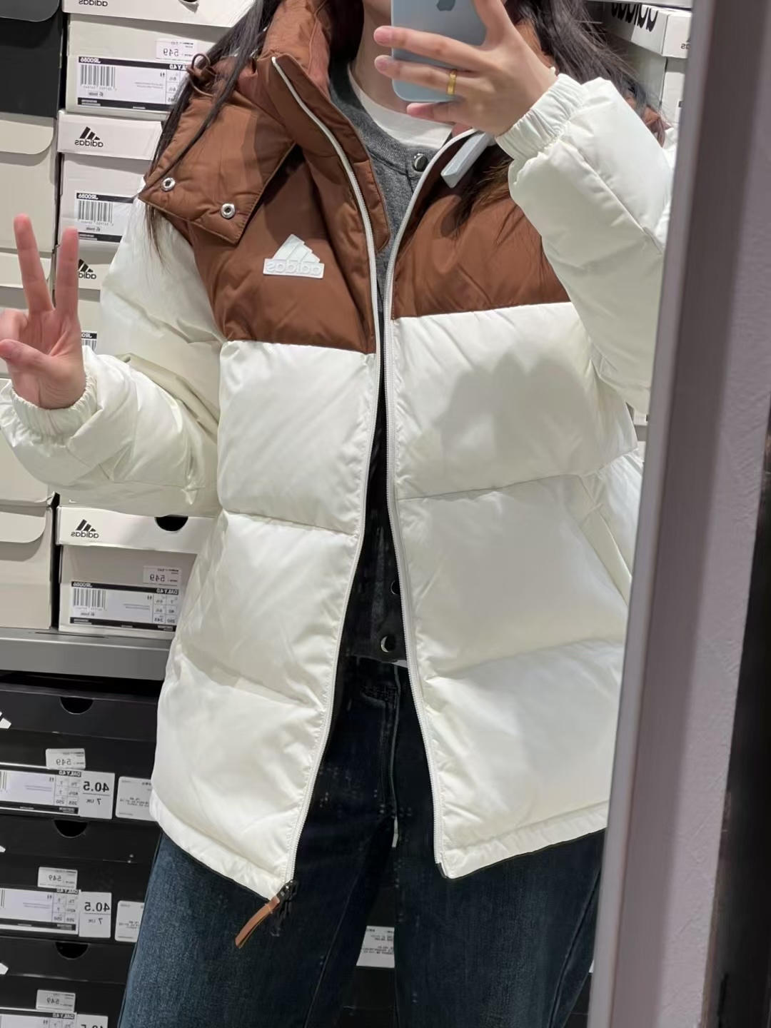 白棕拼接面包服，秋冬氛围感拿捏🤌