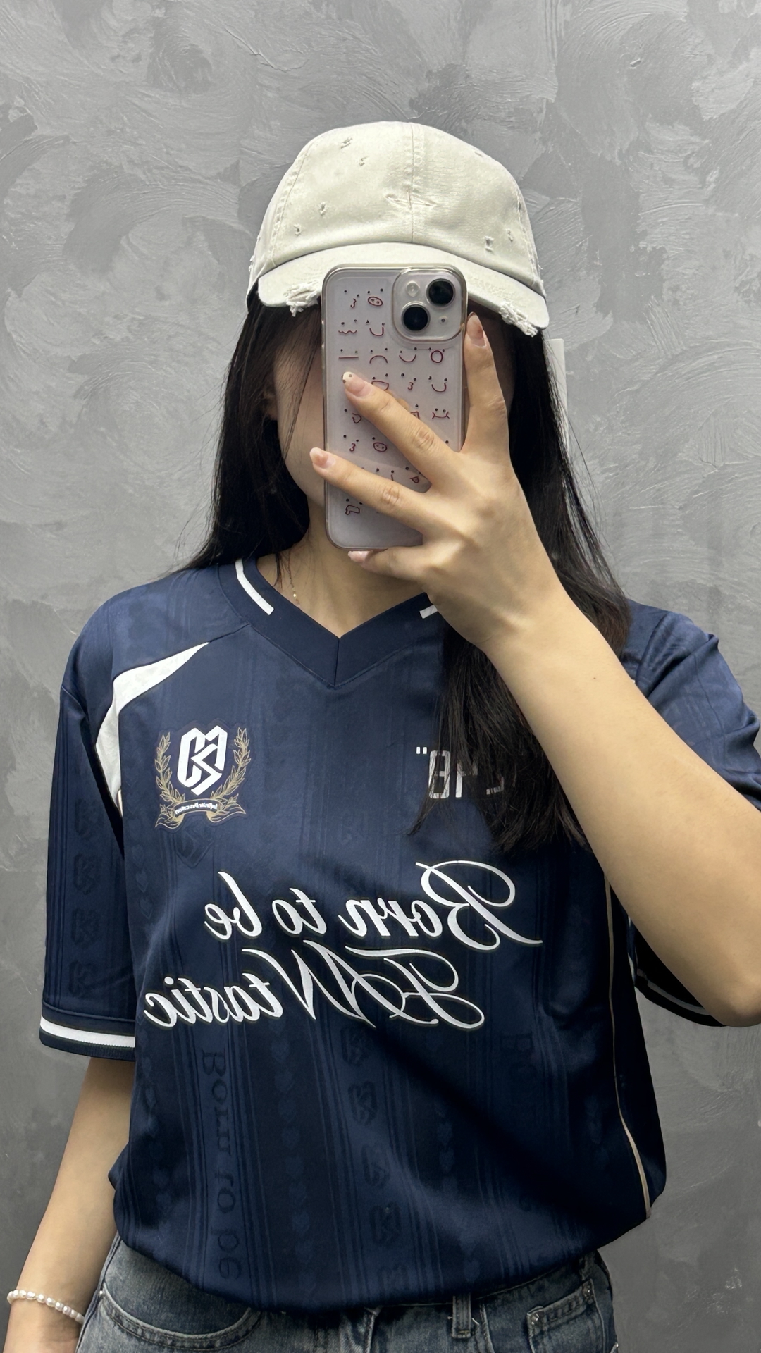 藏青V领运动风上衣，梨形身材夏日刚需👕
