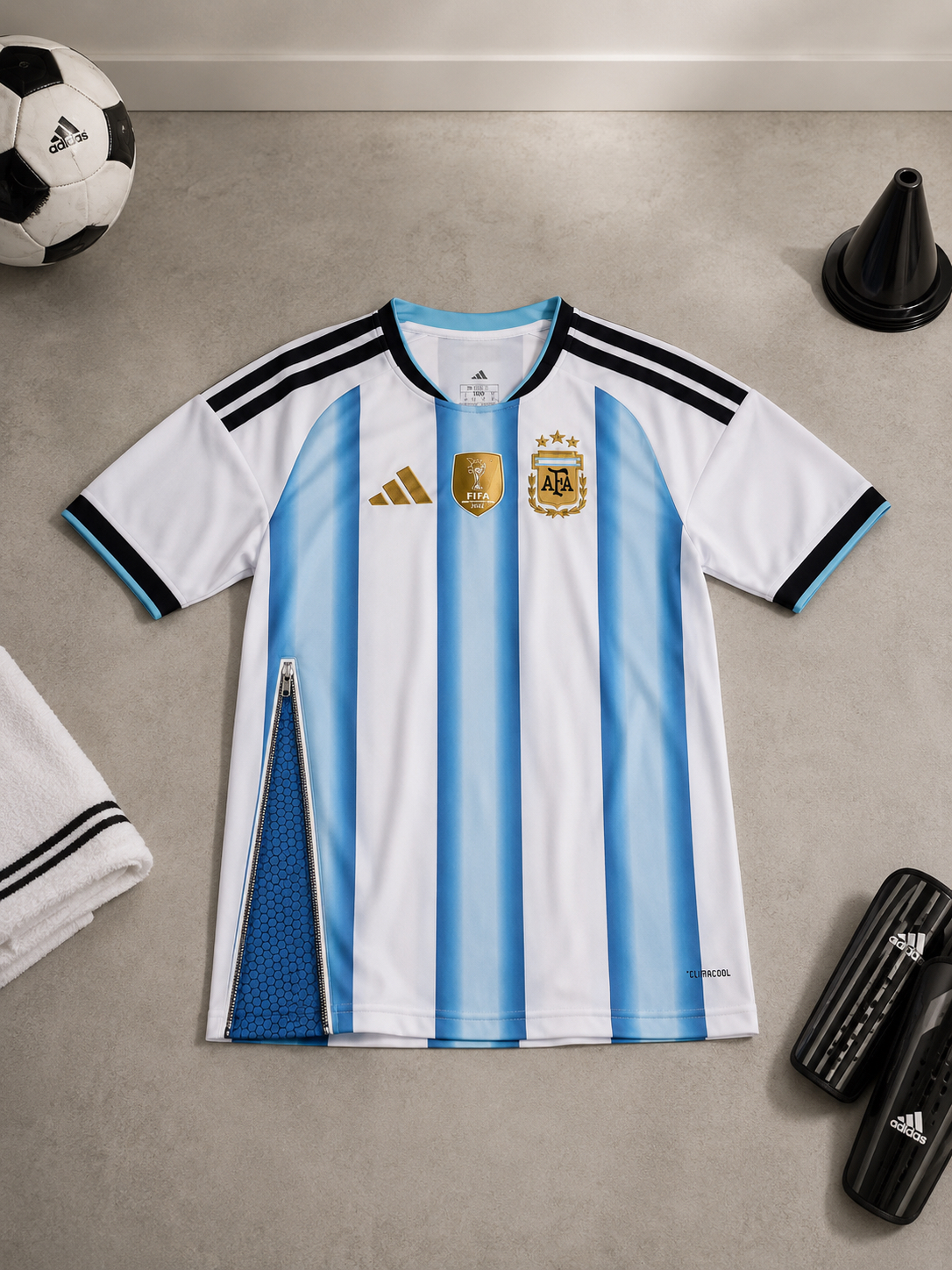 蓝白风足球短袖！老球迷观赛收藏两不误⚽