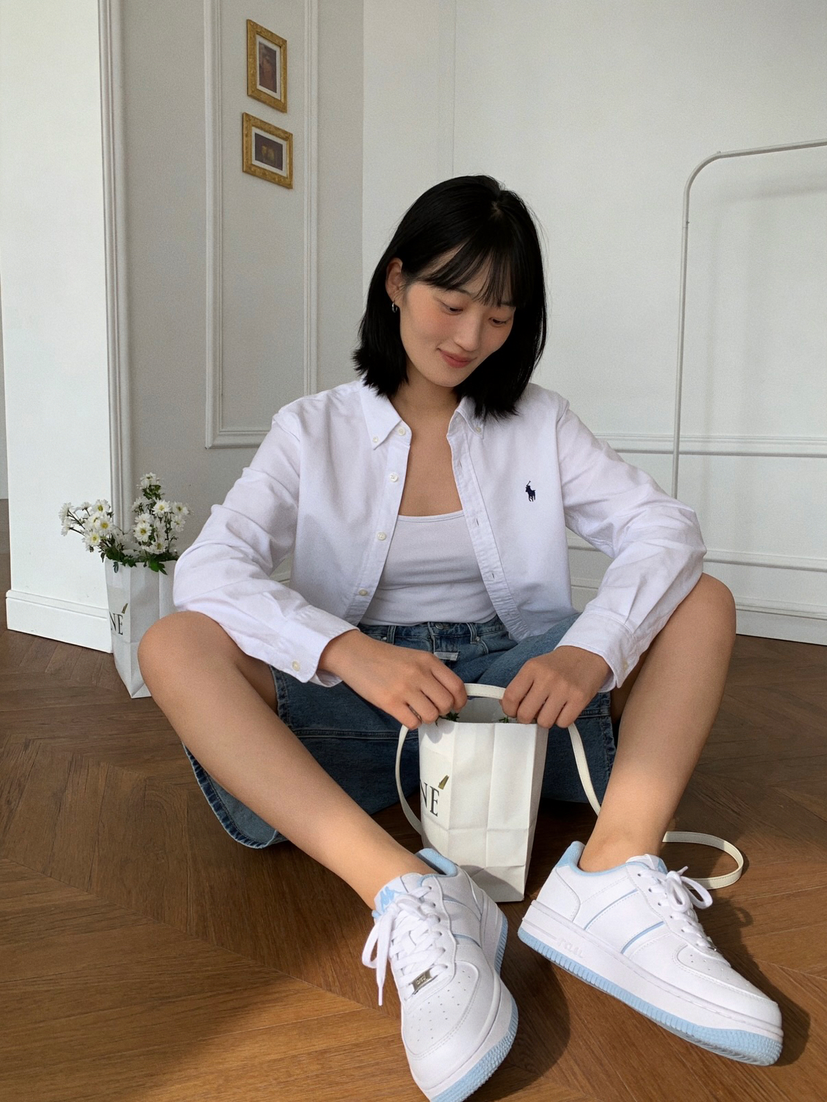 🍂秋日清爽小白鞋｜浅蓝撞色板鞋好温柔💕