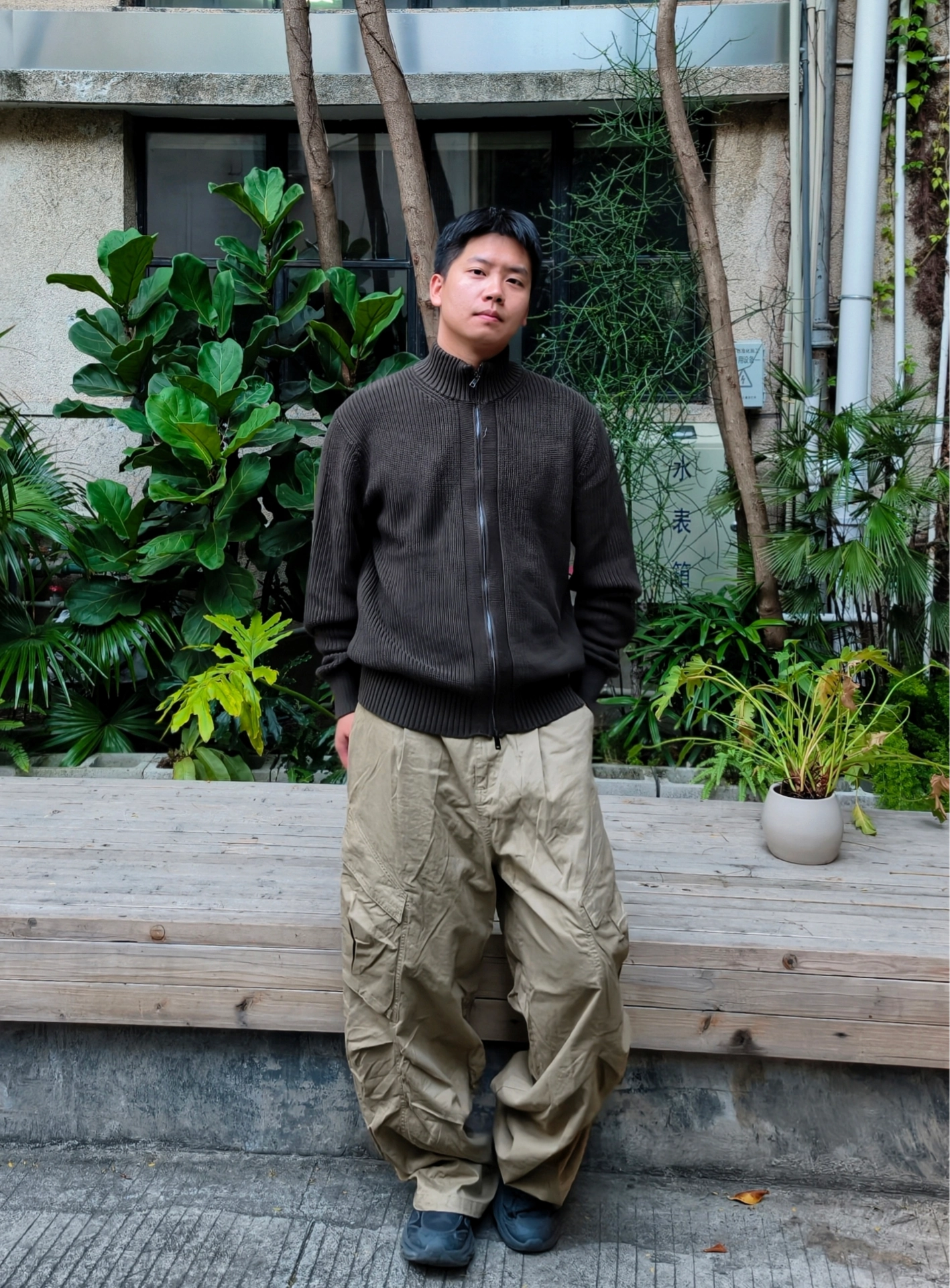 男生秋冬质感穿搭试试拉链针织衫