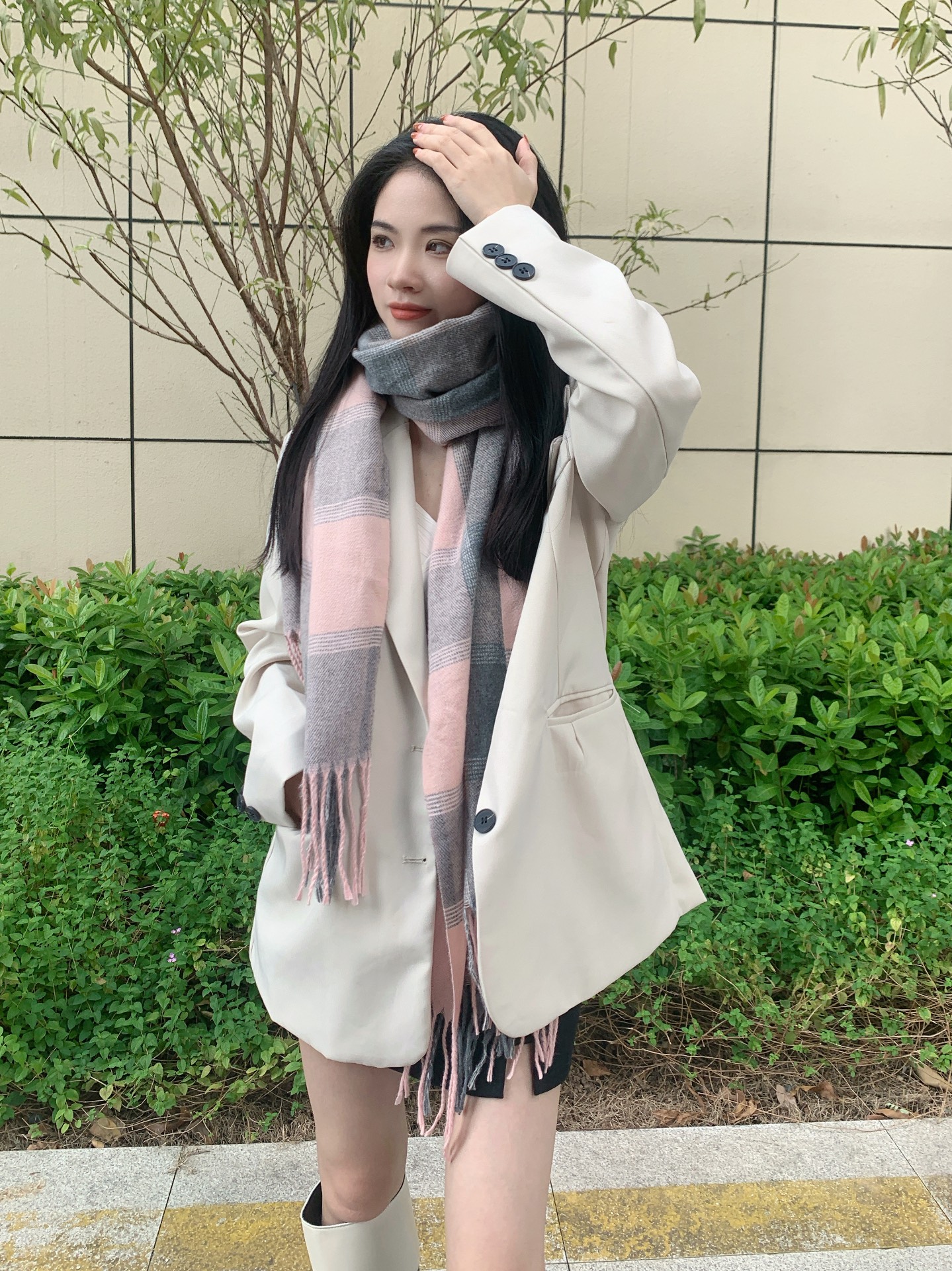 粉灰配色好温柔！秋冬氛围感拿捏！！