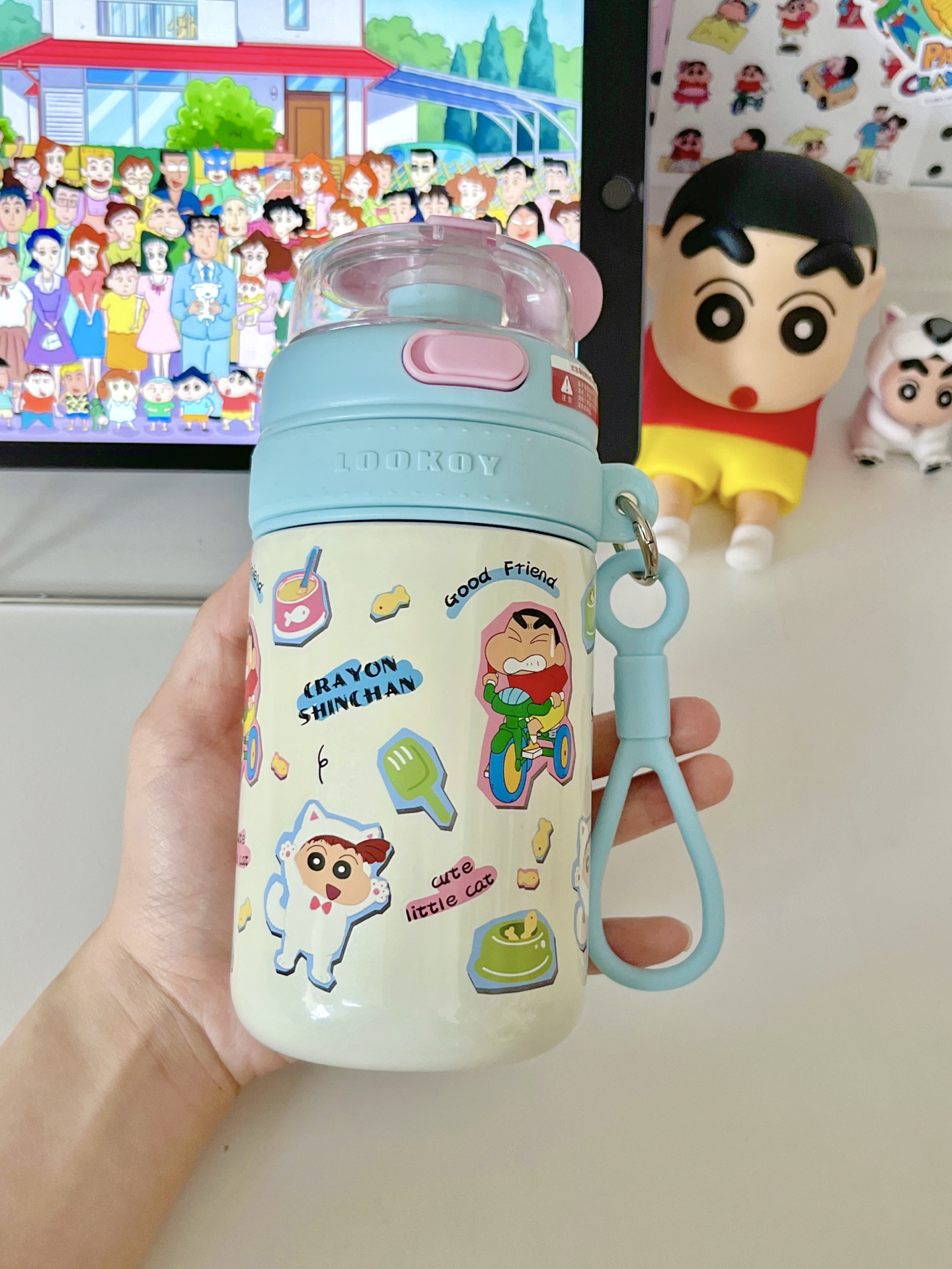 蜡笔小新保温杯实测🧐容量和颜值成正比吗？