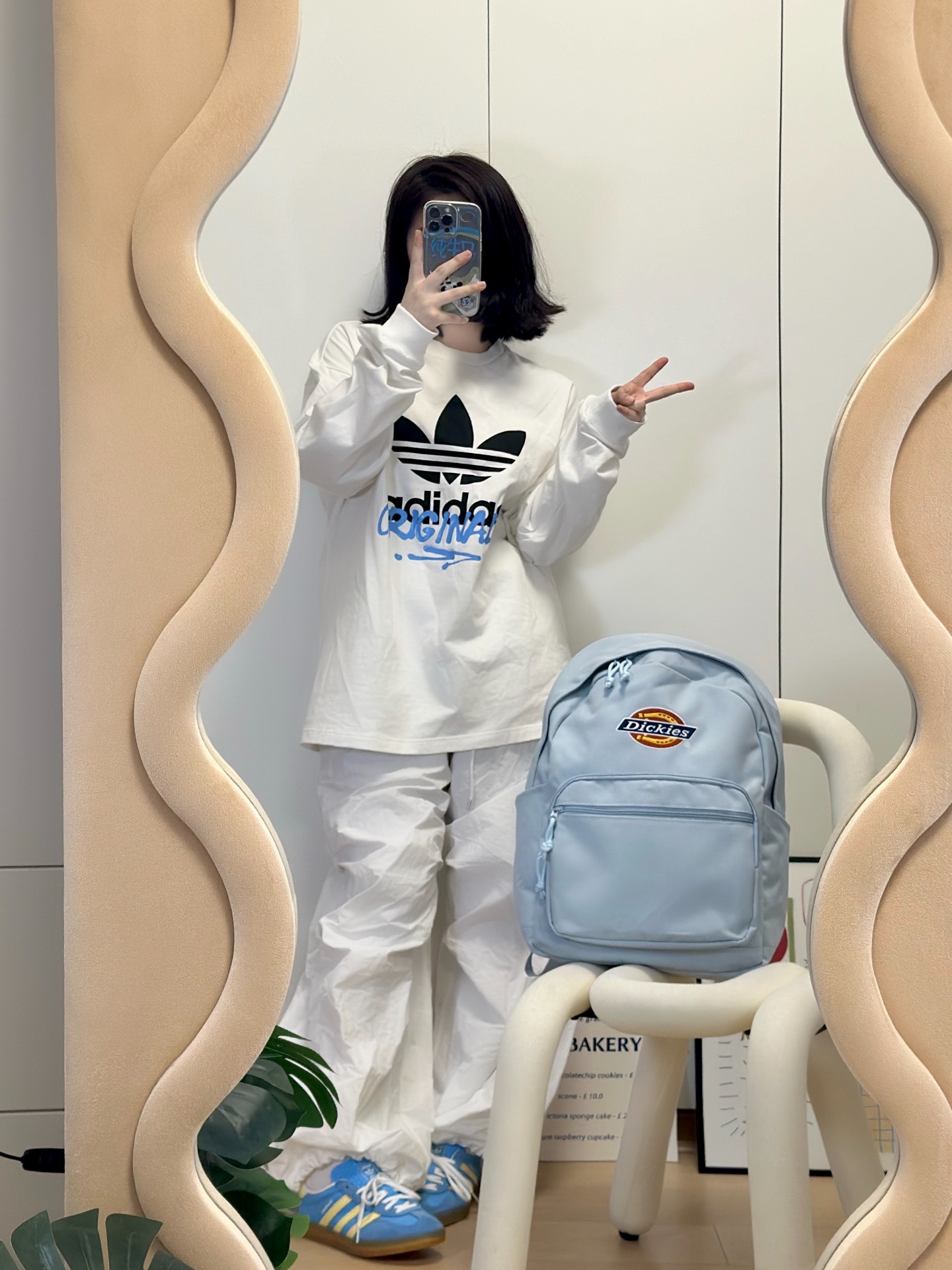 早秋一身白+蓝 清爽感拉满