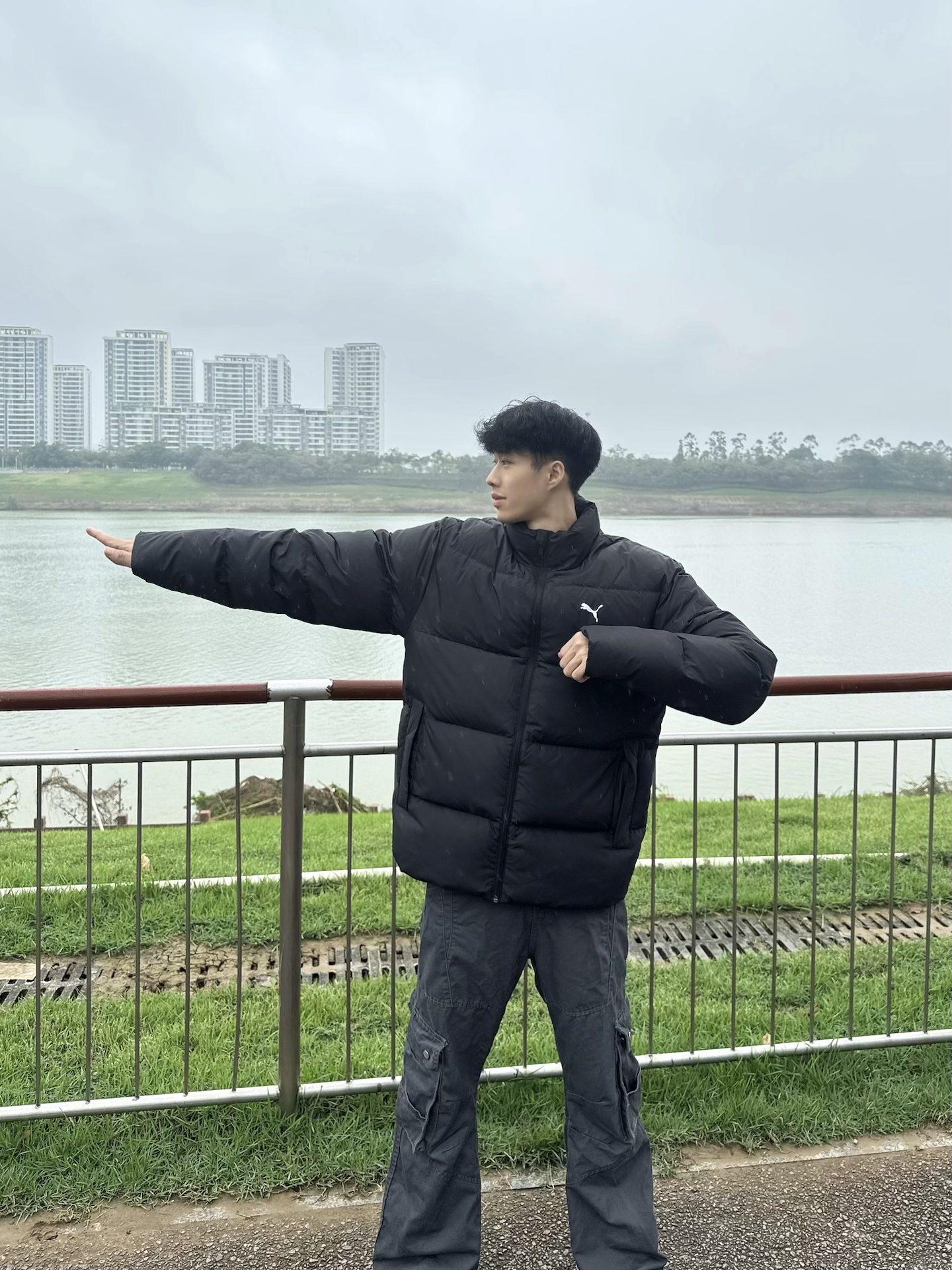 173男生穿L码羽绒服效果绝了！🤯