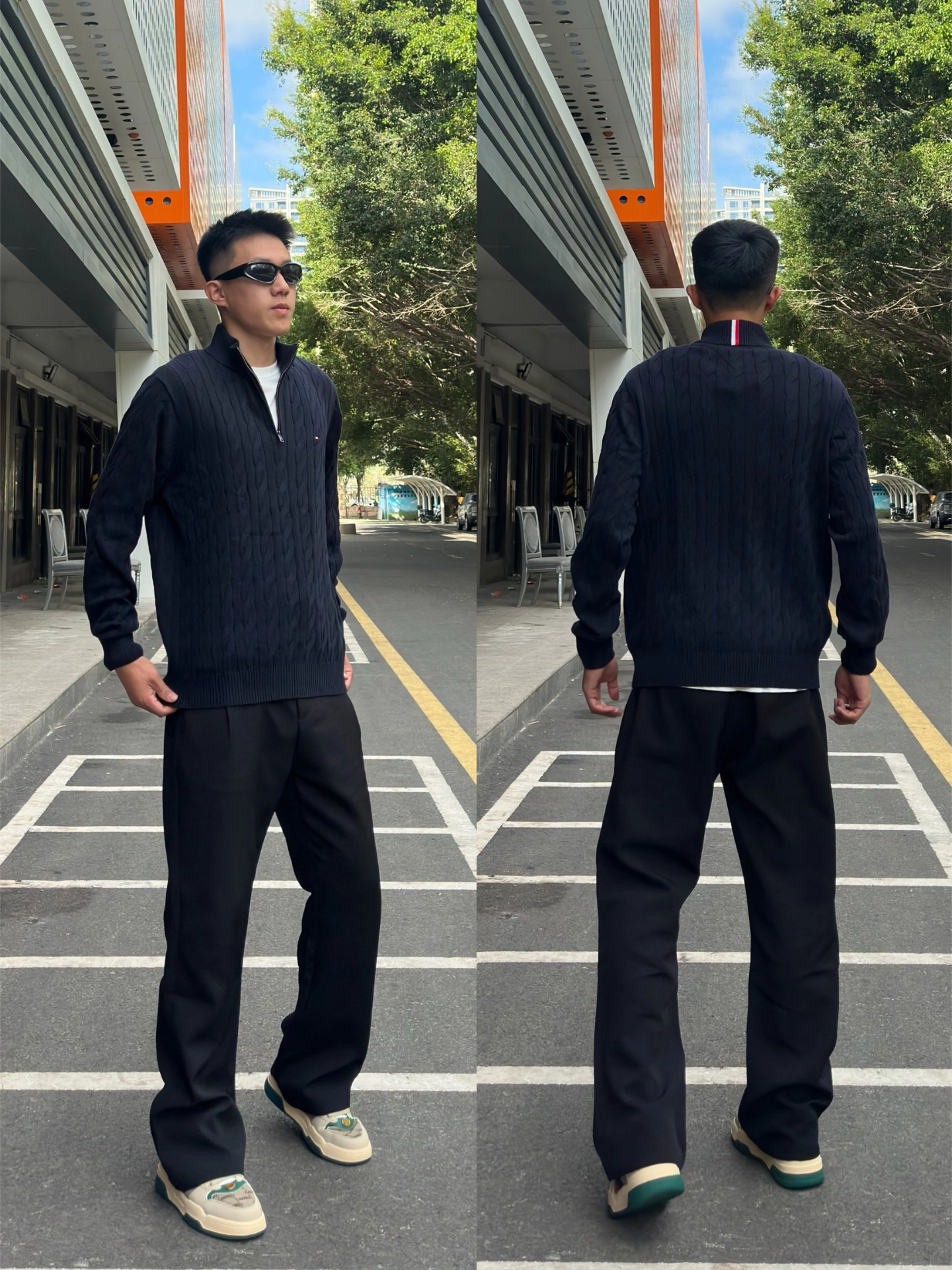 Tommy半拉链针织衫好搭吗？