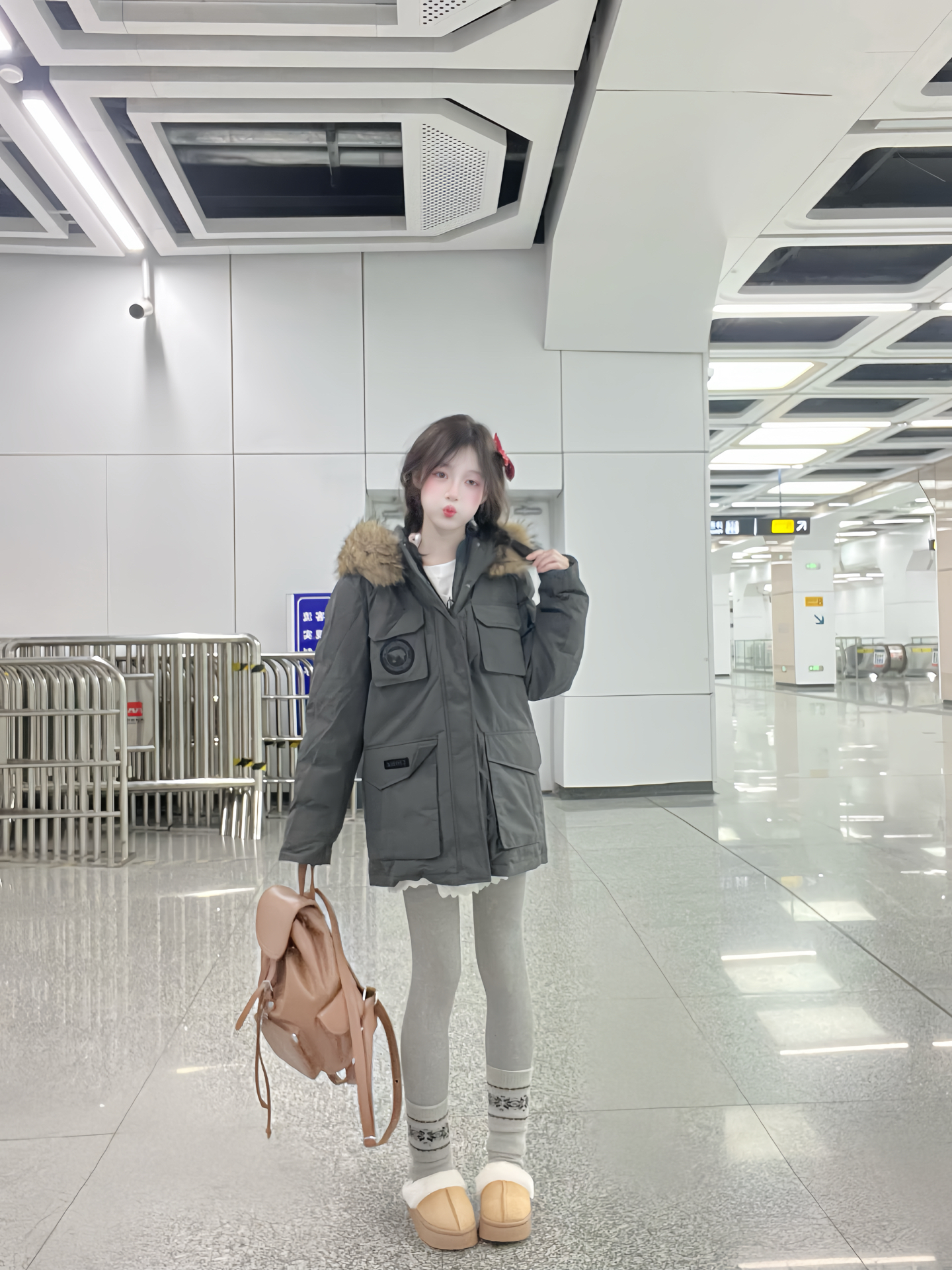 雅鹿工装羽绒服！酷妹韩系感get✔️