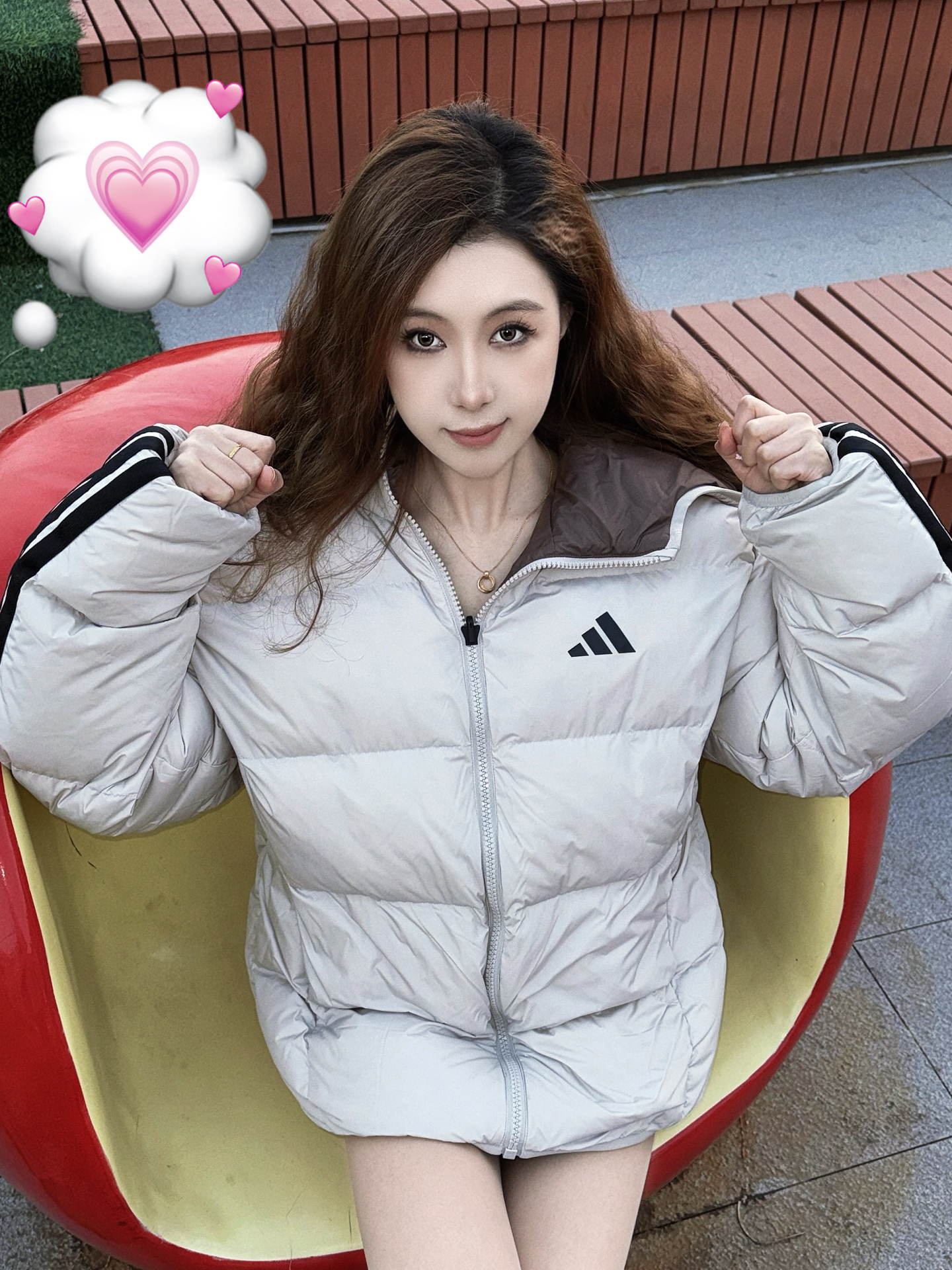 双面穿+奶呼呼！阿迪羽绒服爱住了💕